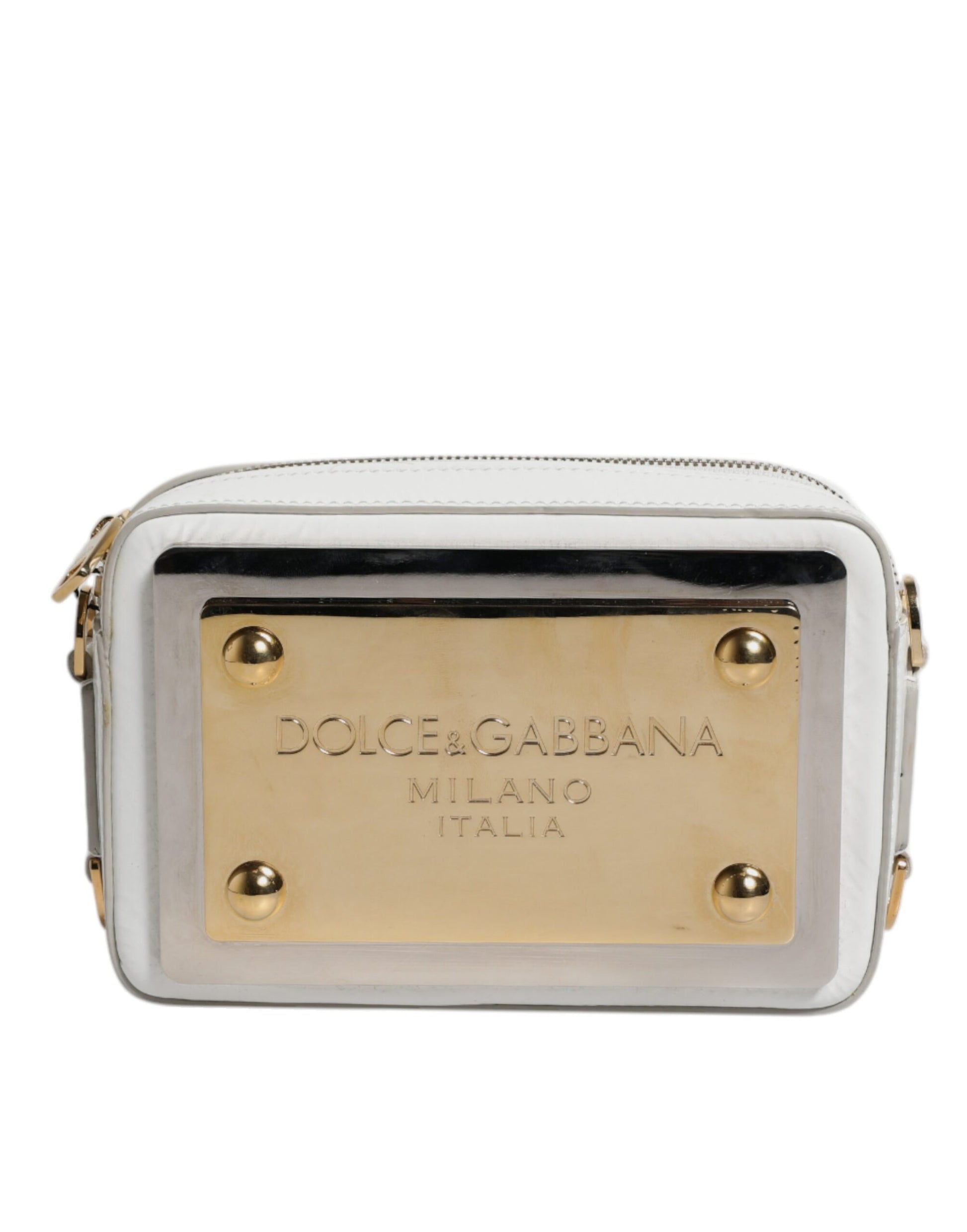 Dolce & Gabbana Weiße Leder-Logo-Plakette Crossbody Bag