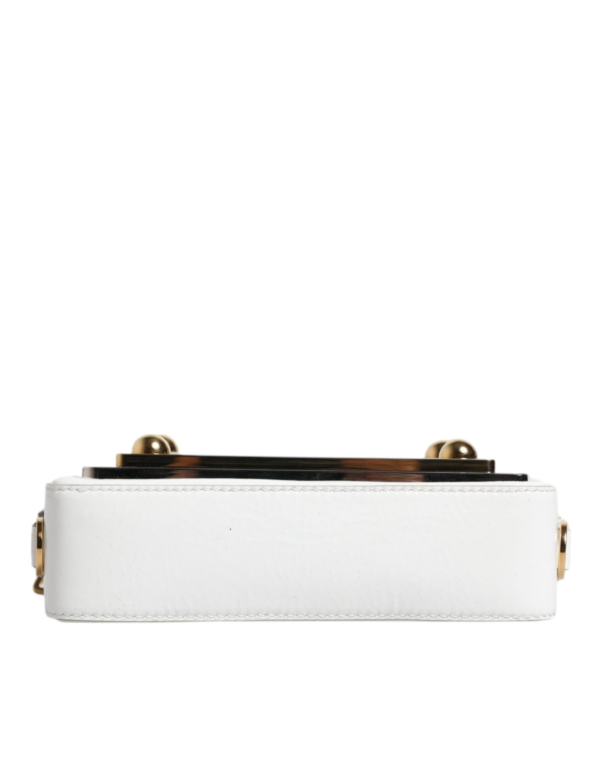 Dolce & Gabbana Weiße Leder-Logo-Plakette Crossbody Bag