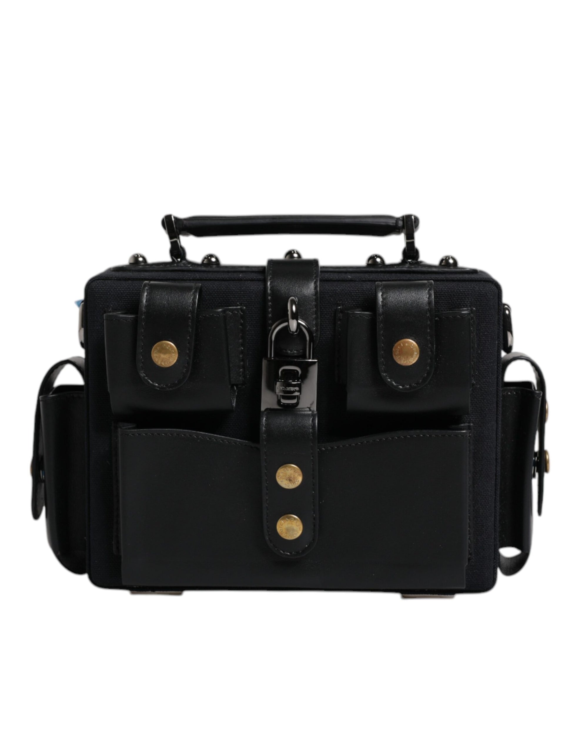 Dolce & Gabbana Schwarze Leder Crossbody Tasche mit oberem Griff