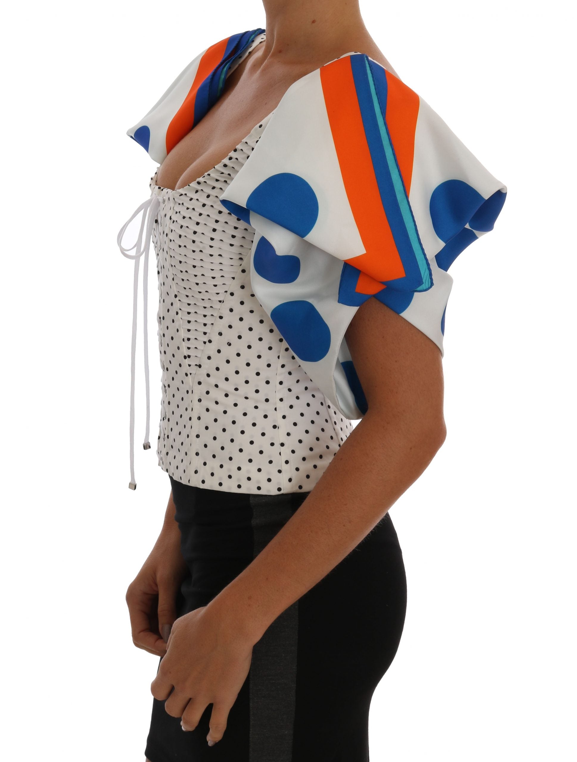 Dolce & Gabbana Weißes Polka-Seiden-Korsett-Bustier-Top