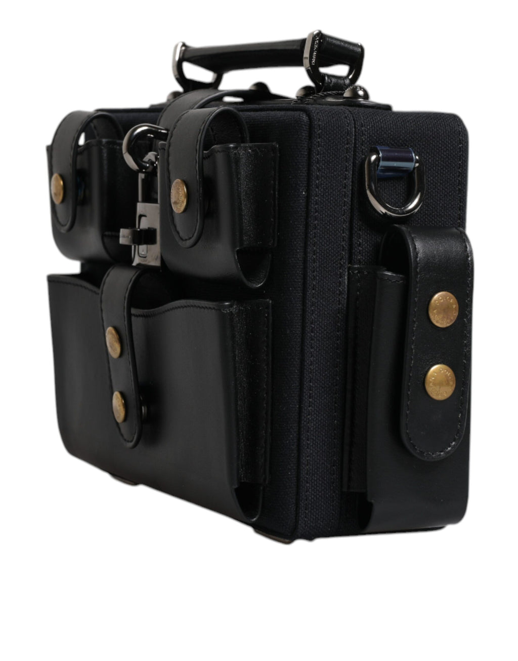 Dolce & Gabbana Schwarze Leder Crossbody Tasche mit oberem Griff