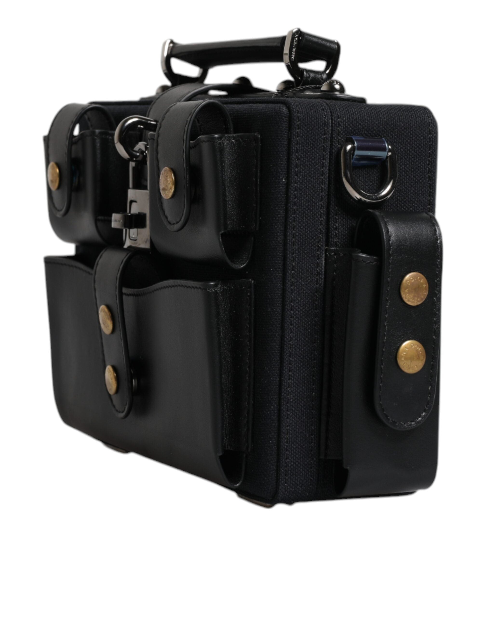 Dolce & Gabbana Schwarze Leder Crossbody Tasche mit oberem Griff