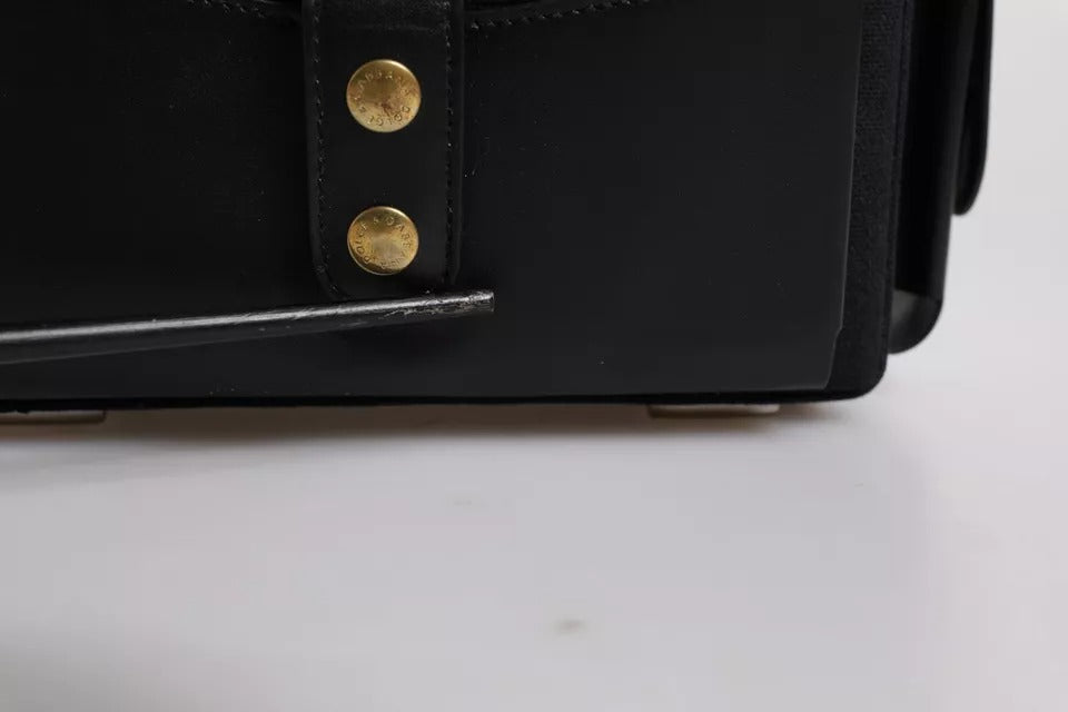 Dolce & Gabbana Schwarze Leder Crossbody Tasche mit oberem Griff
