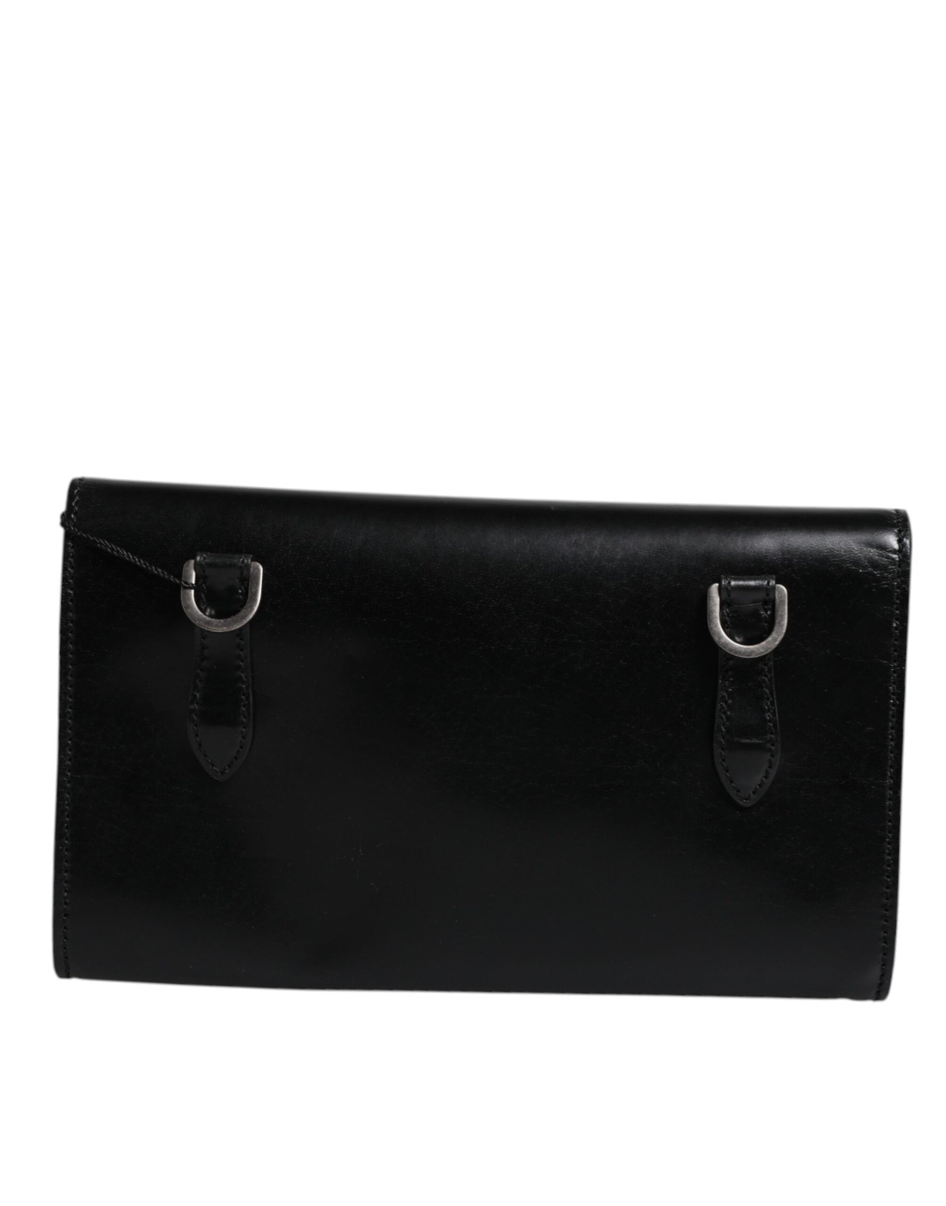 Dolce & Gabbana Schwarze Leder-Crossbody-Tasche mit Logoprägung
