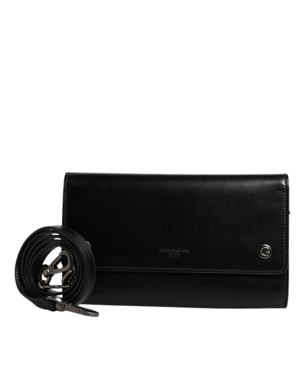 Dolce & Gabbana Schwarze Leder-Crossbody-Tasche mit Logoprägung