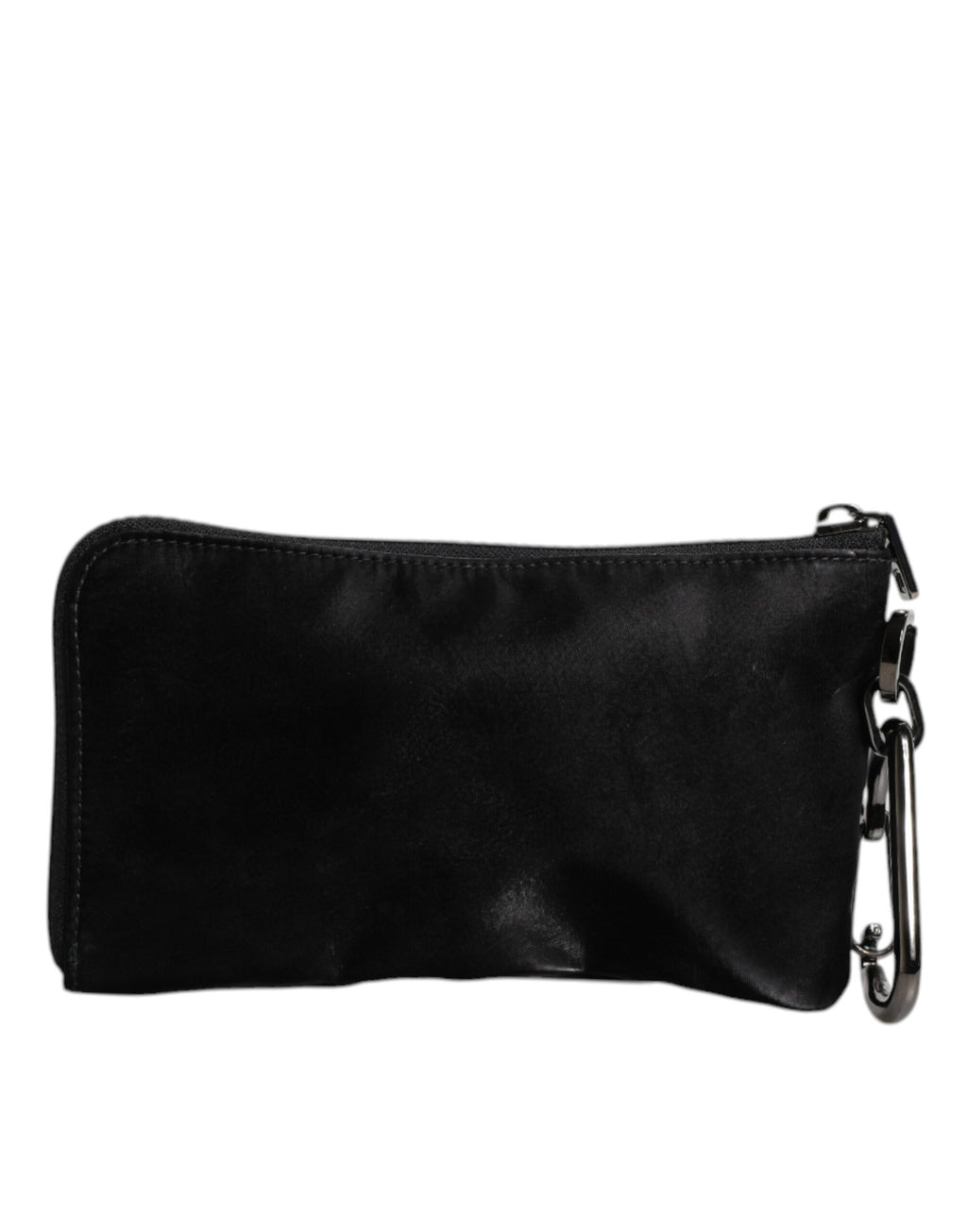 Dolce & Gabbana Schwarzes Nylon Logo Plaque Schlüsselanhänger Tasche Clutch