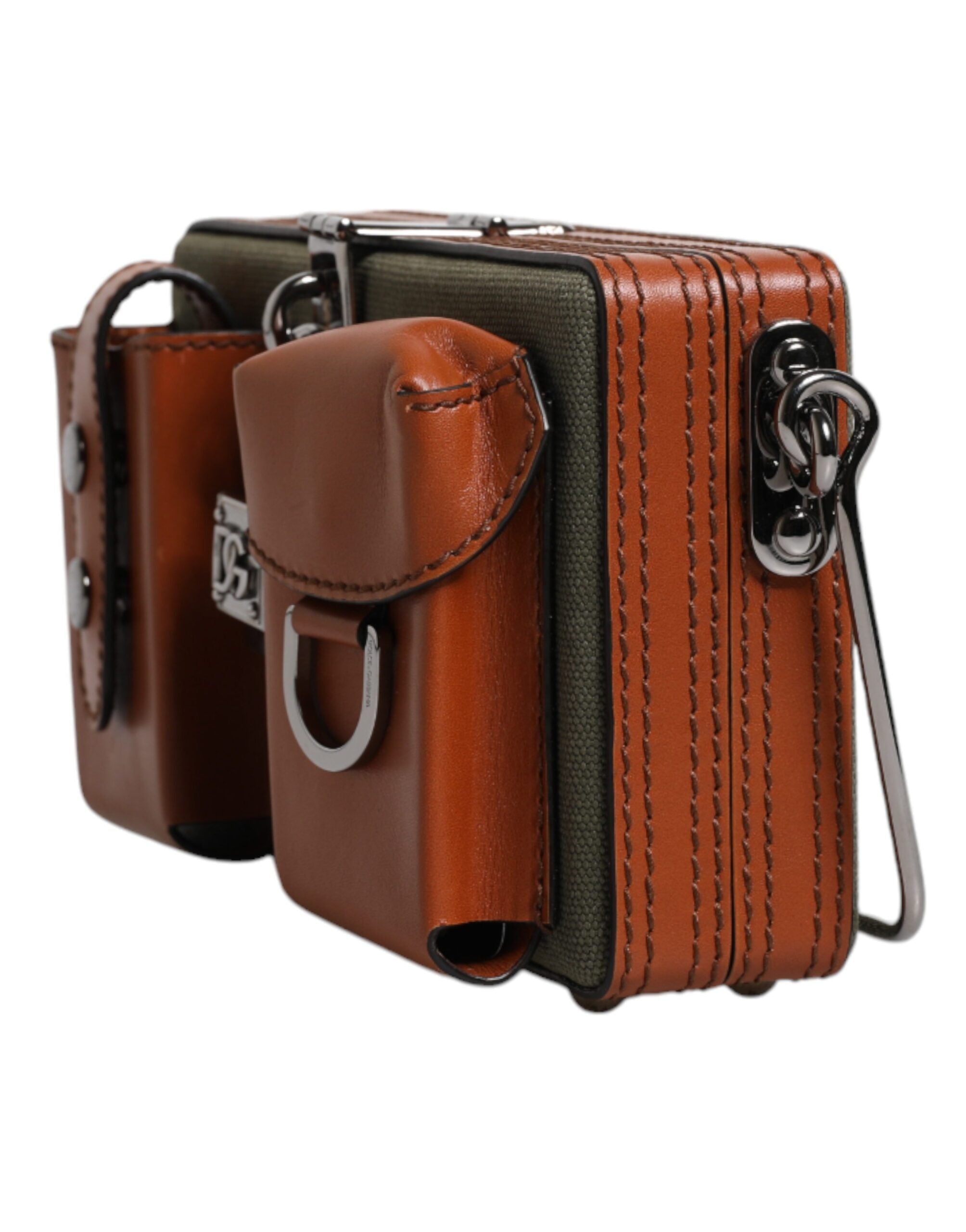 Dolce & Gabbana Grün Braun Leder Clutch Geldbeutel Tasche