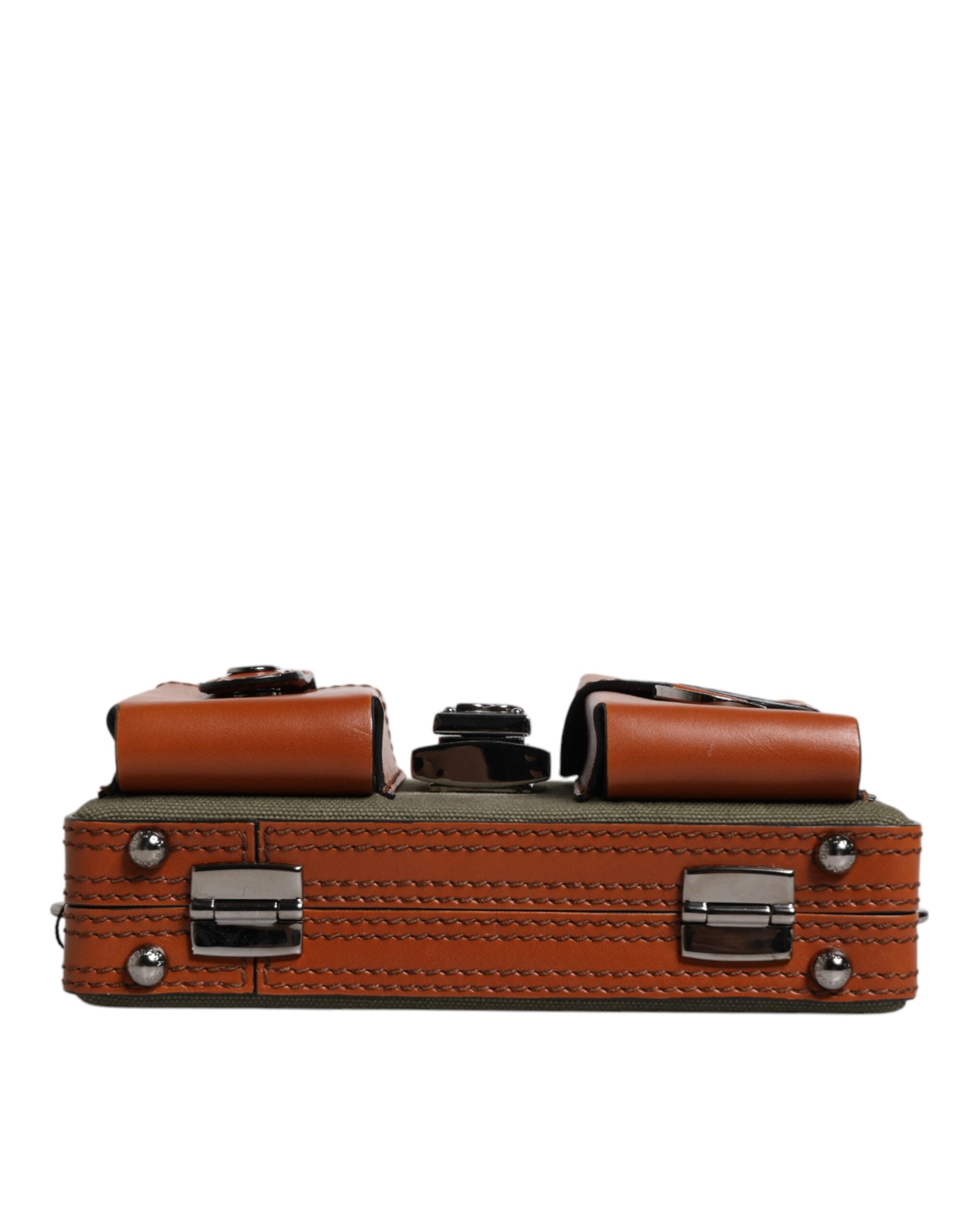 Dolce & Gabbana Grün Braun Leder Clutch Geldbeutel Tasche