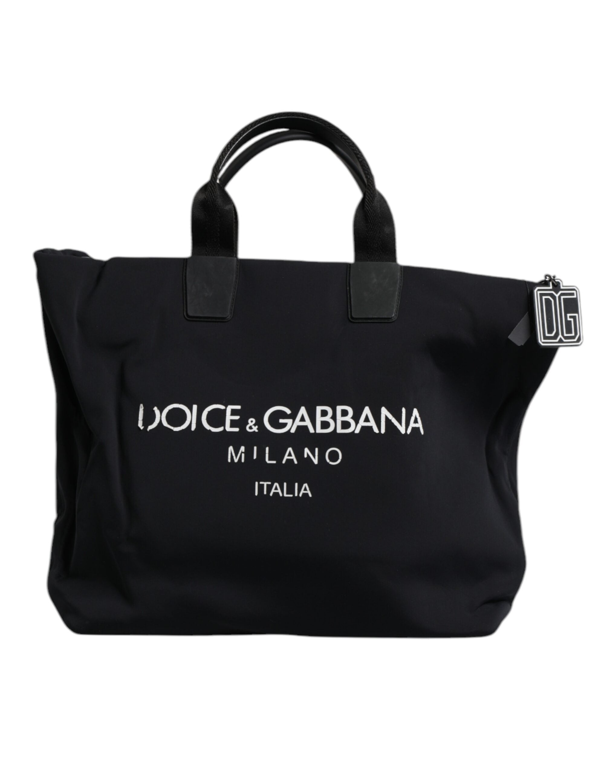 Dolce & Gabbana Schwarzer Canvas DG Logo Frauen Shopping Hand Tote Bag