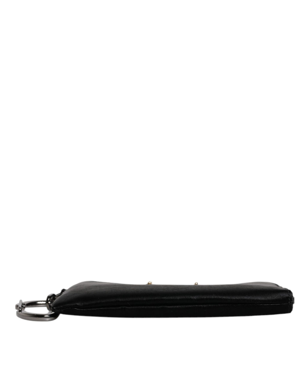 Dolce & Gabbana Schwarzes Nylon Logo Plaque Schlüsselanhänger Tasche Clutch