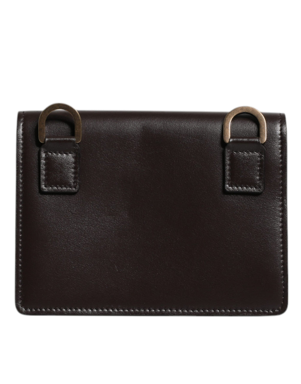 Dolce & Gabbana Braunes Leder Bifold DG Logo Cardholder Sling Strap Wallet