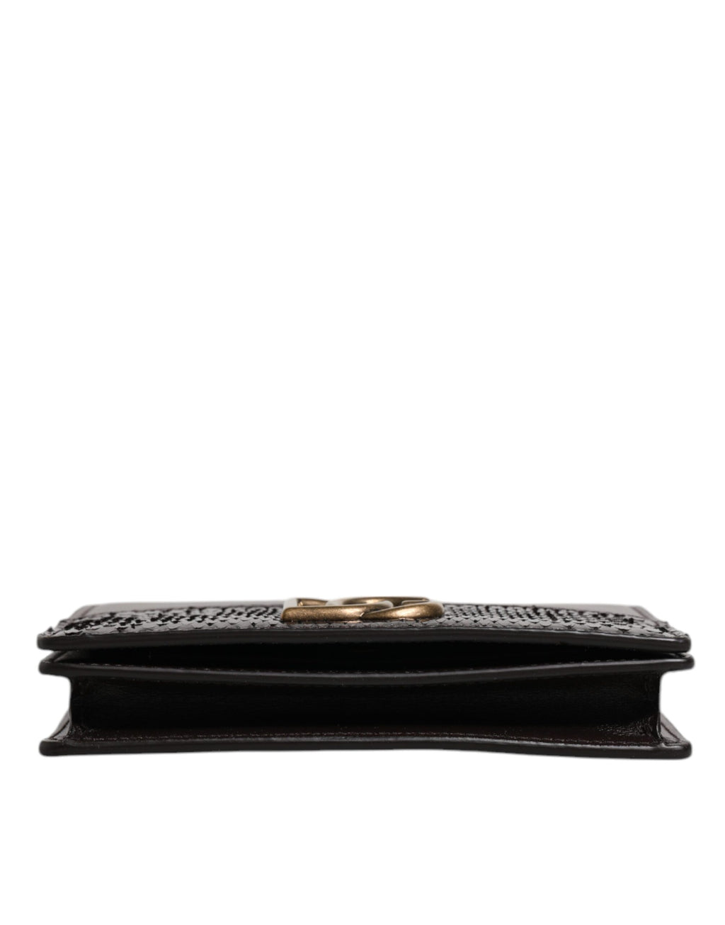 Dolce & Gabbana Braunes Leder Bifold DG Logo Cardholder Sling Strap Wallet