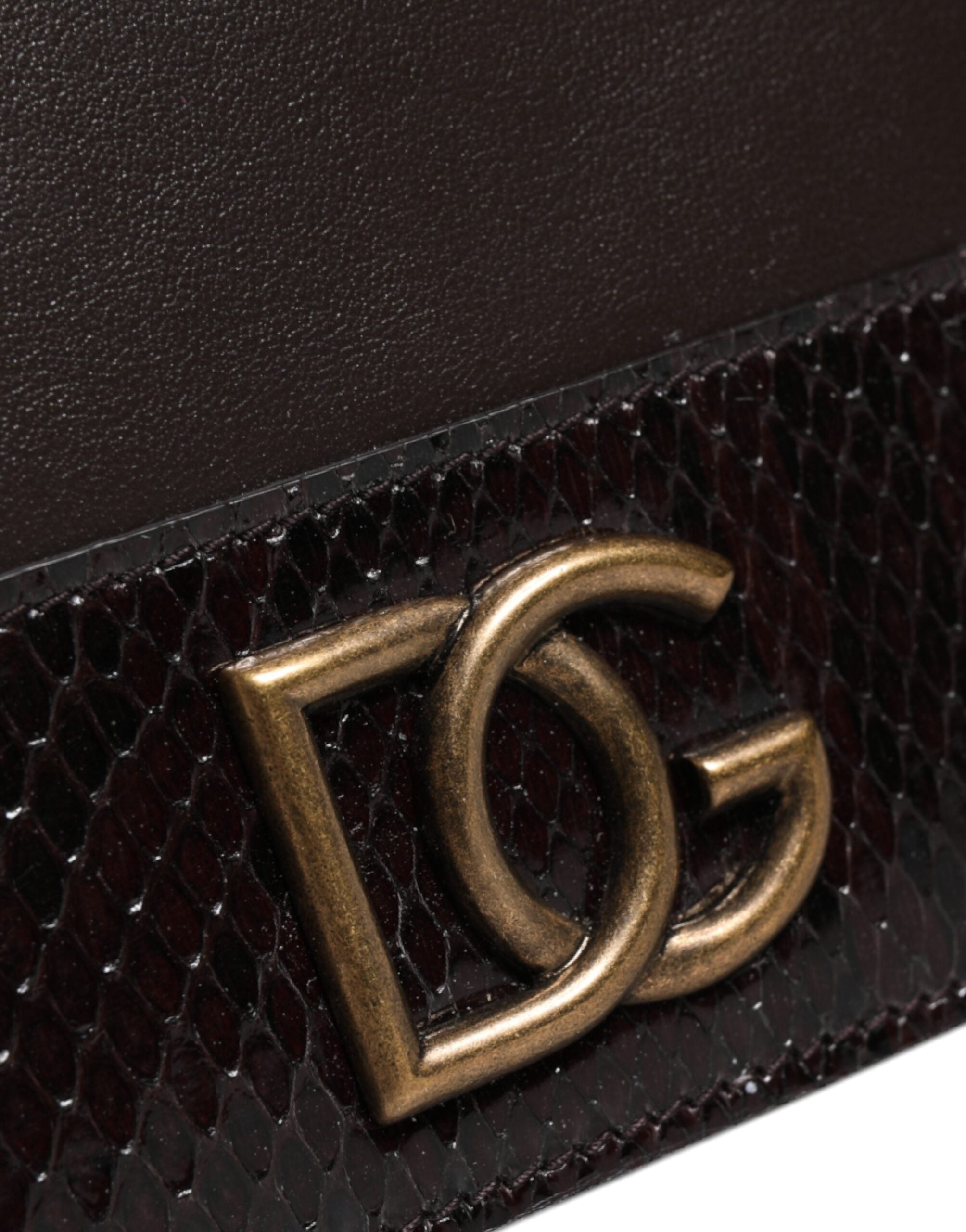 Dolce & Gabbana Braunes Leder Bifold DG Logo Cardholder Sling Strap Wallet