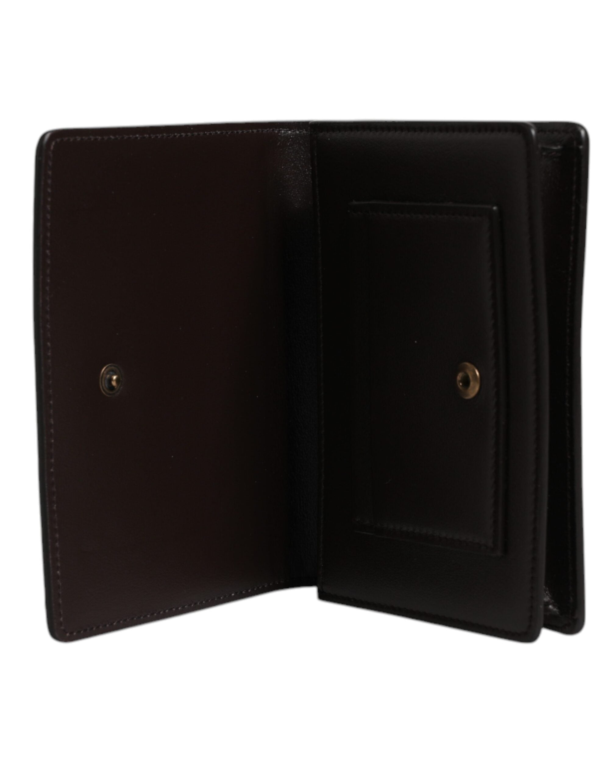 Dolce & Gabbana Braunes Leder Bifold DG Logo Cardholder Sling Strap Wallet