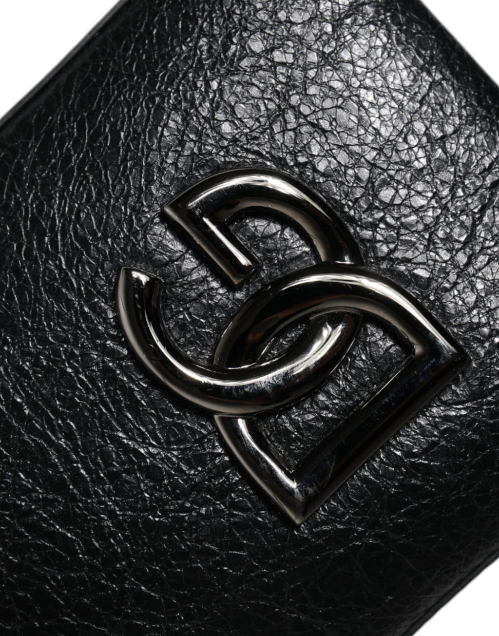 Dolce & Gabbana Schwarzes Leder Portemonnaie Crossbody Chain Sling Phone Bag