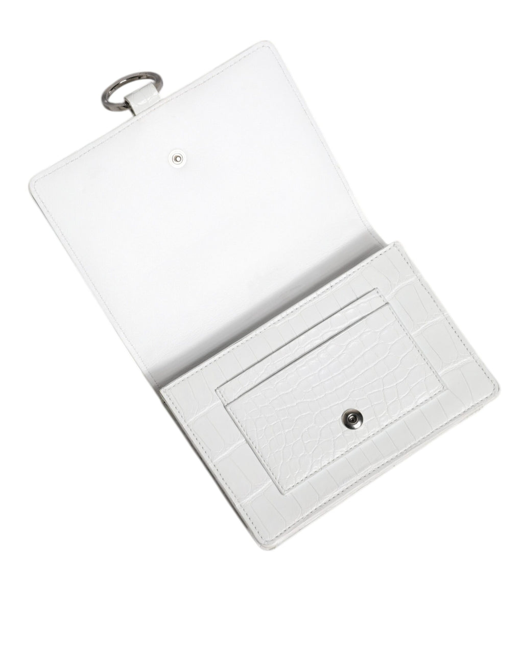 Dolce & Gabbana Weiß Blau Leder Bifold Crossbody Sling Geldbörse