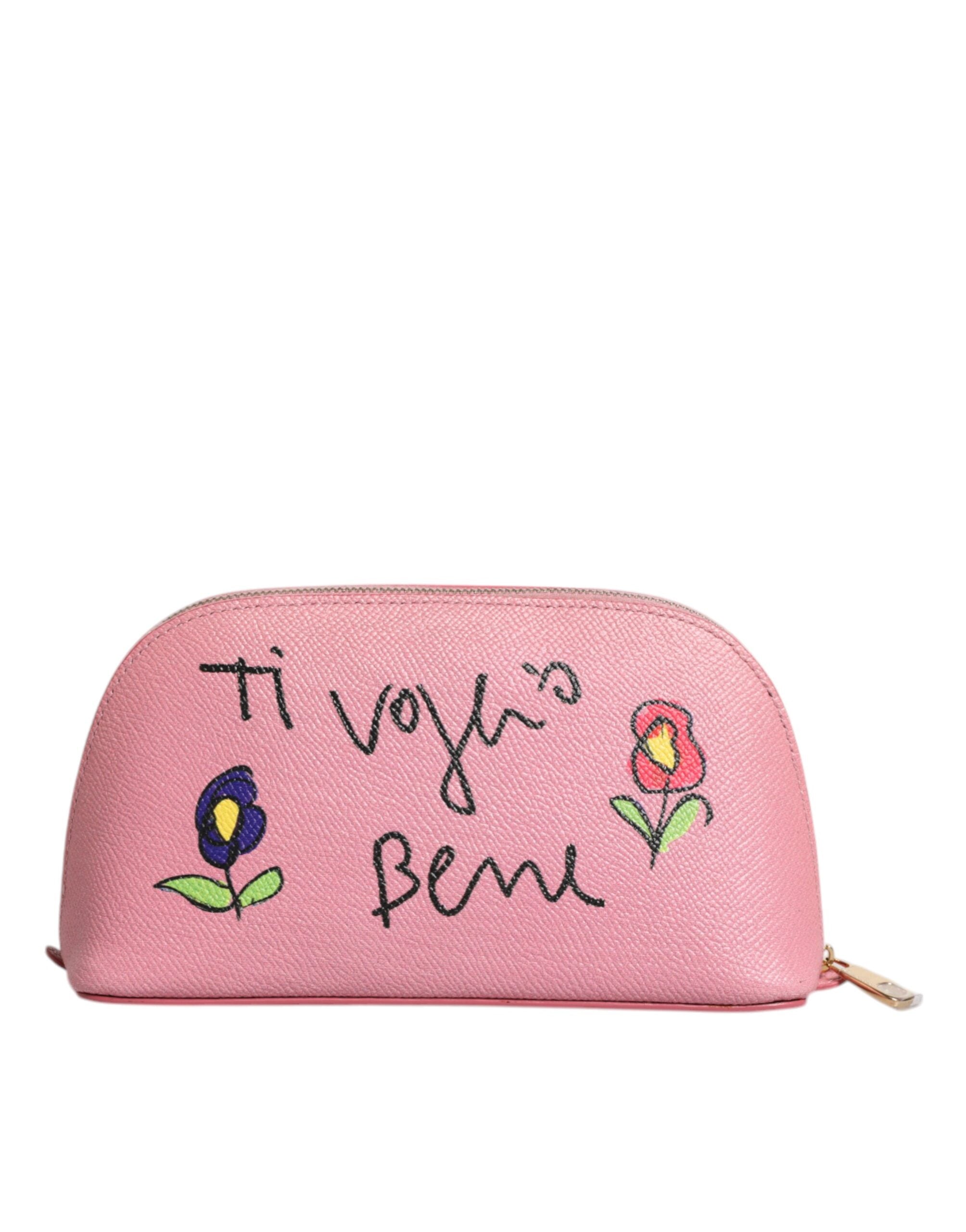 Dolce & Gabbana Rosa Leder DG Logo Zip um Hand Geldbeutel Brieftasche