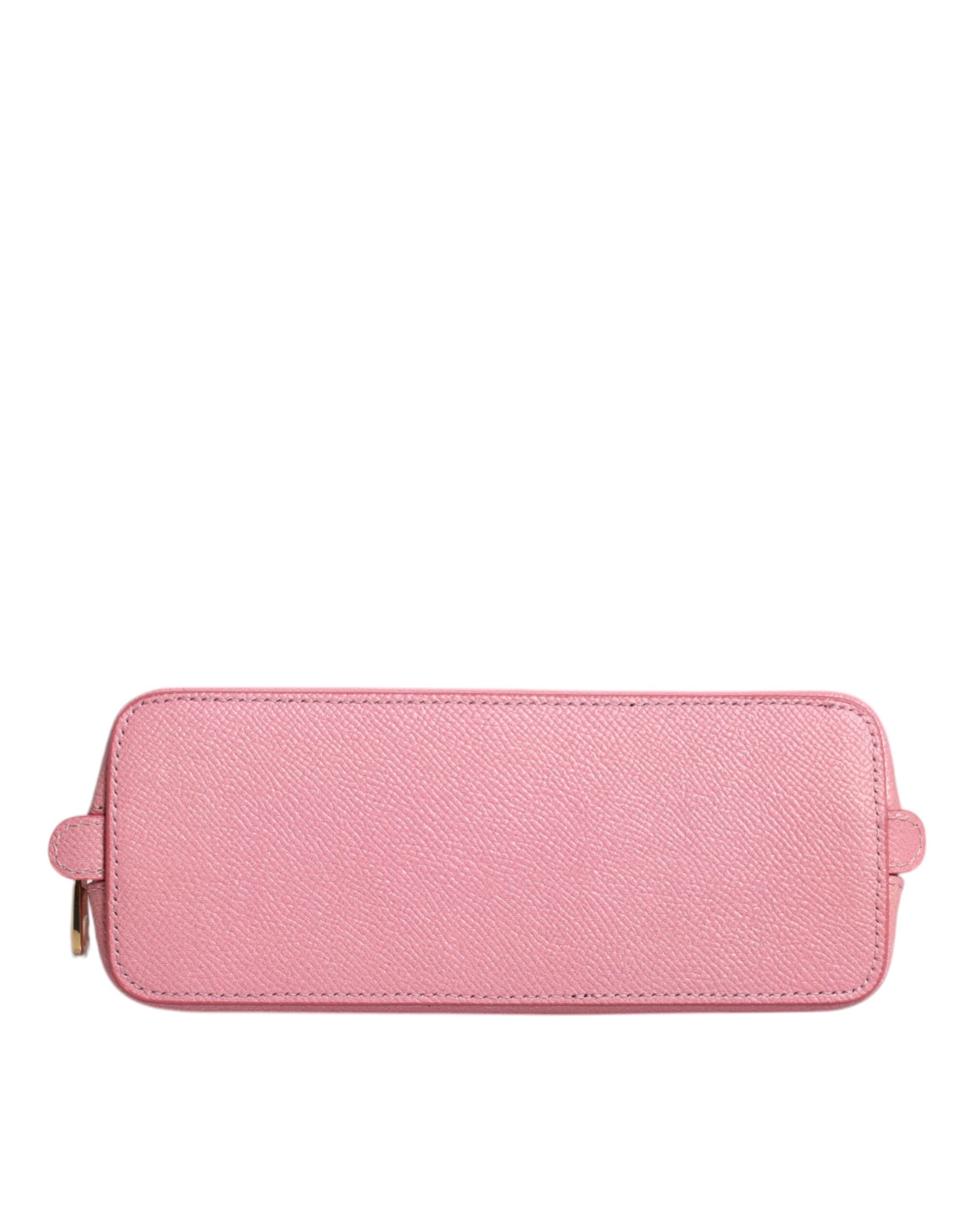 Dolce & Gabbana Rosa Leder DG Logo Zip um Hand Geldbeutel Brieftasche