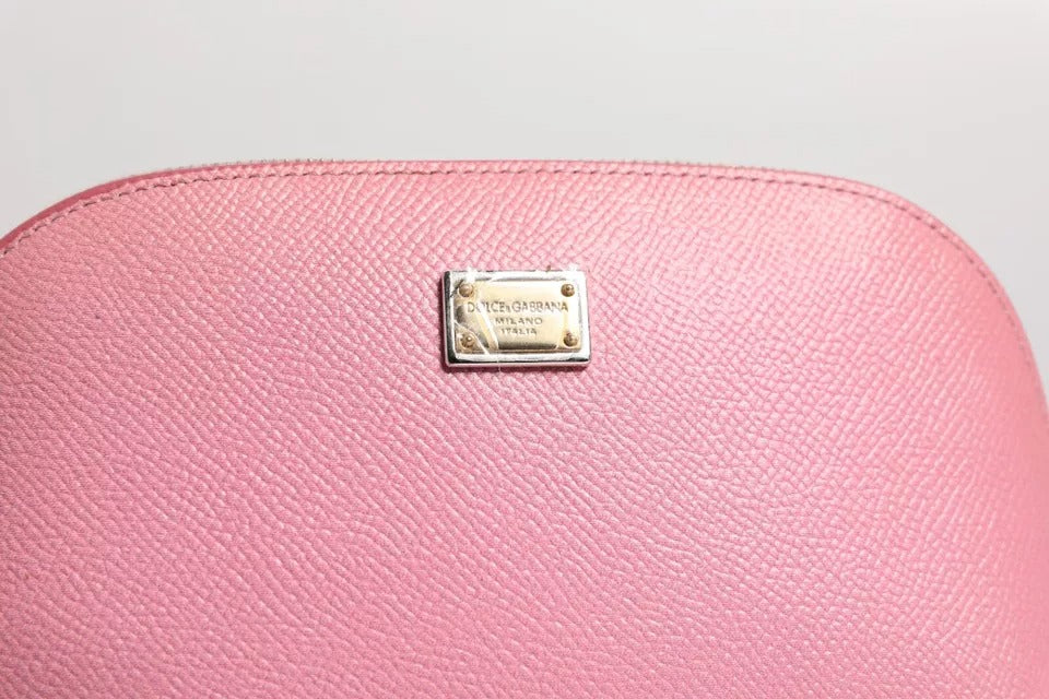 Dolce & Gabbana Rosa Leder DG Logo Zip um Hand Geldbeutel Brieftasche