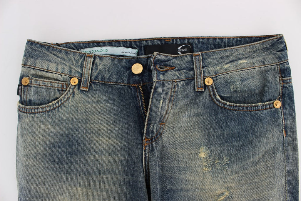 Cavalli Blaue Baumwolljeans mit niedriger Taille