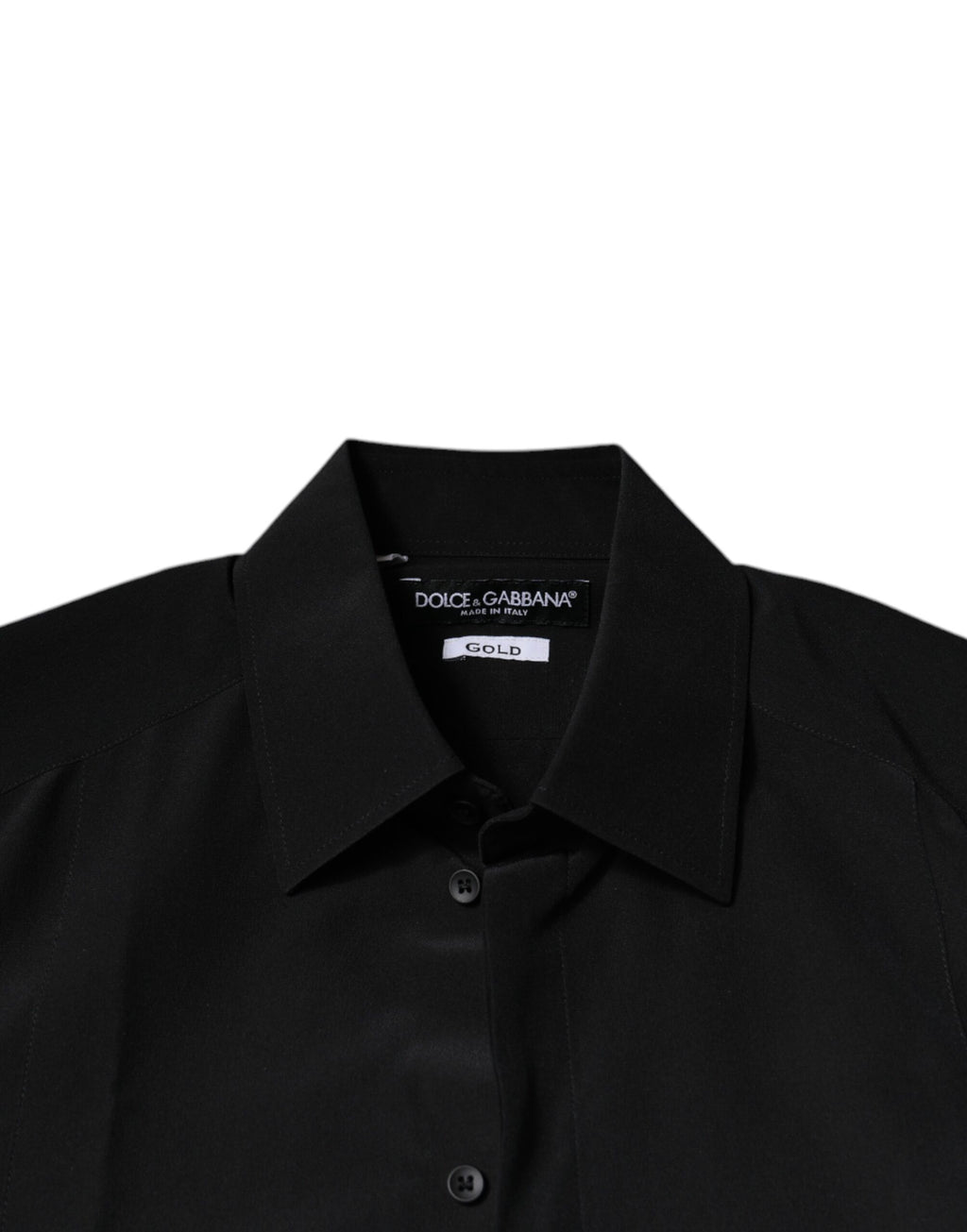 Dolce & Gabbana Schwarzes Seidenhemd mit langen Ärmeln GOLD
