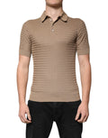 Dolce & Gabbana Bruine Polo met Korte Mouwen en Kraag