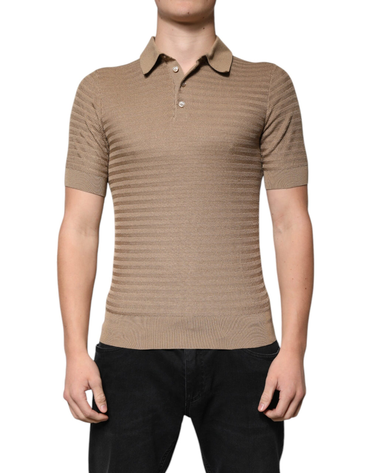 Dolce & Gabbana Bruine Polo met Korte Mouwen en Kraag
