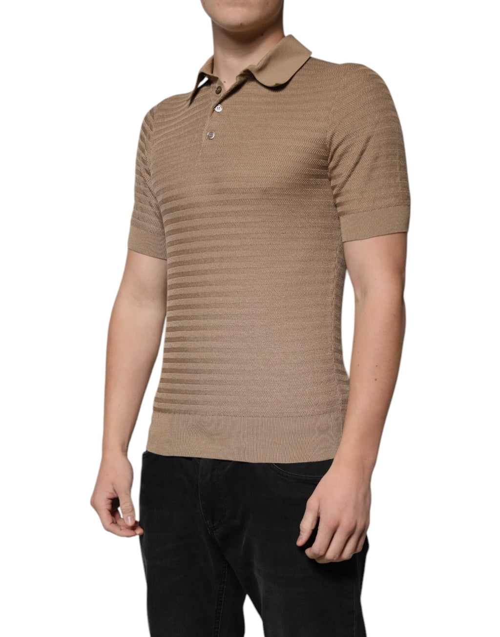 Dolce & Gabbana Bruine Polo met Korte Mouwen en Kraag