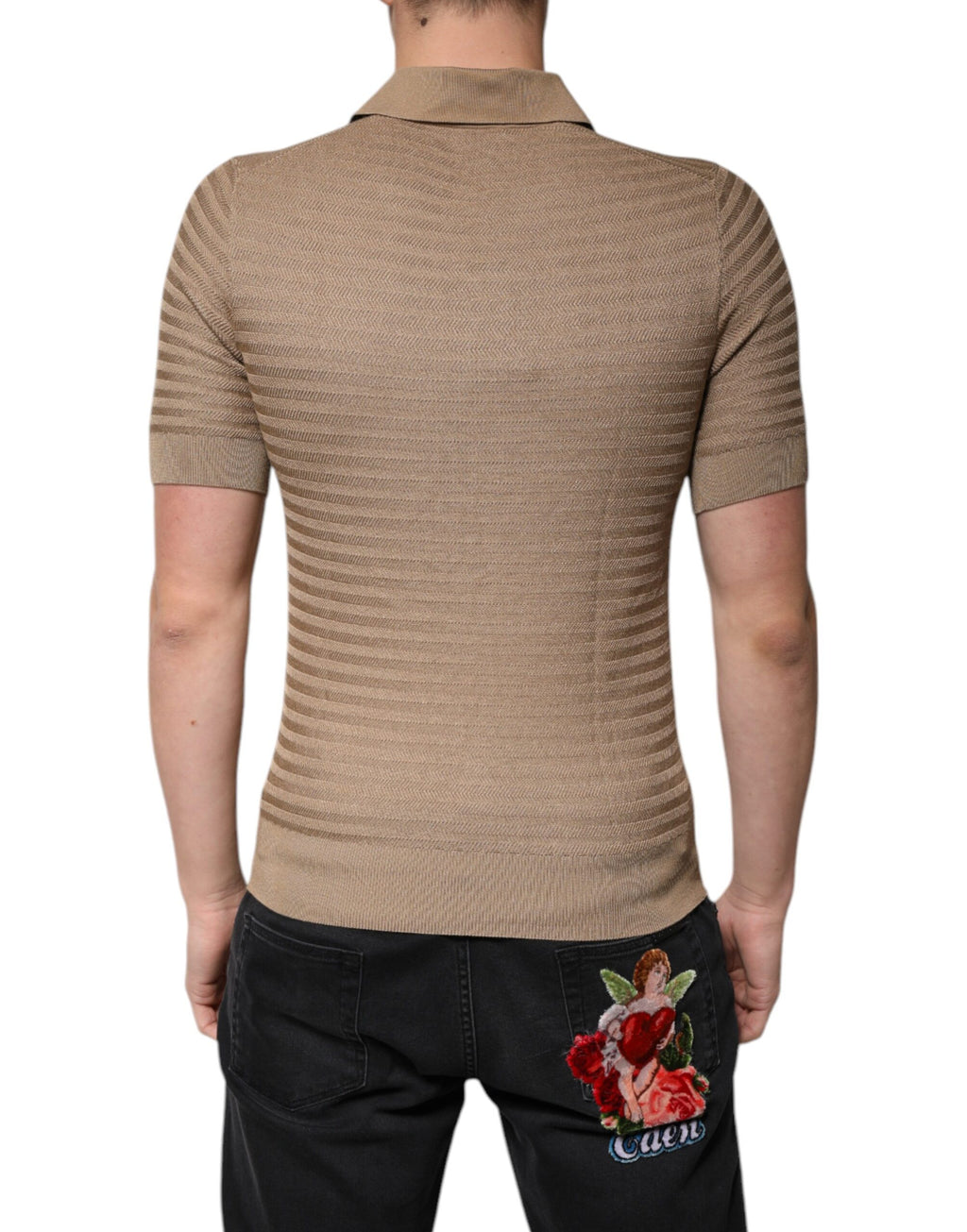 Dolce & Gabbana Bruine Polo met Korte Mouwen en Kraag