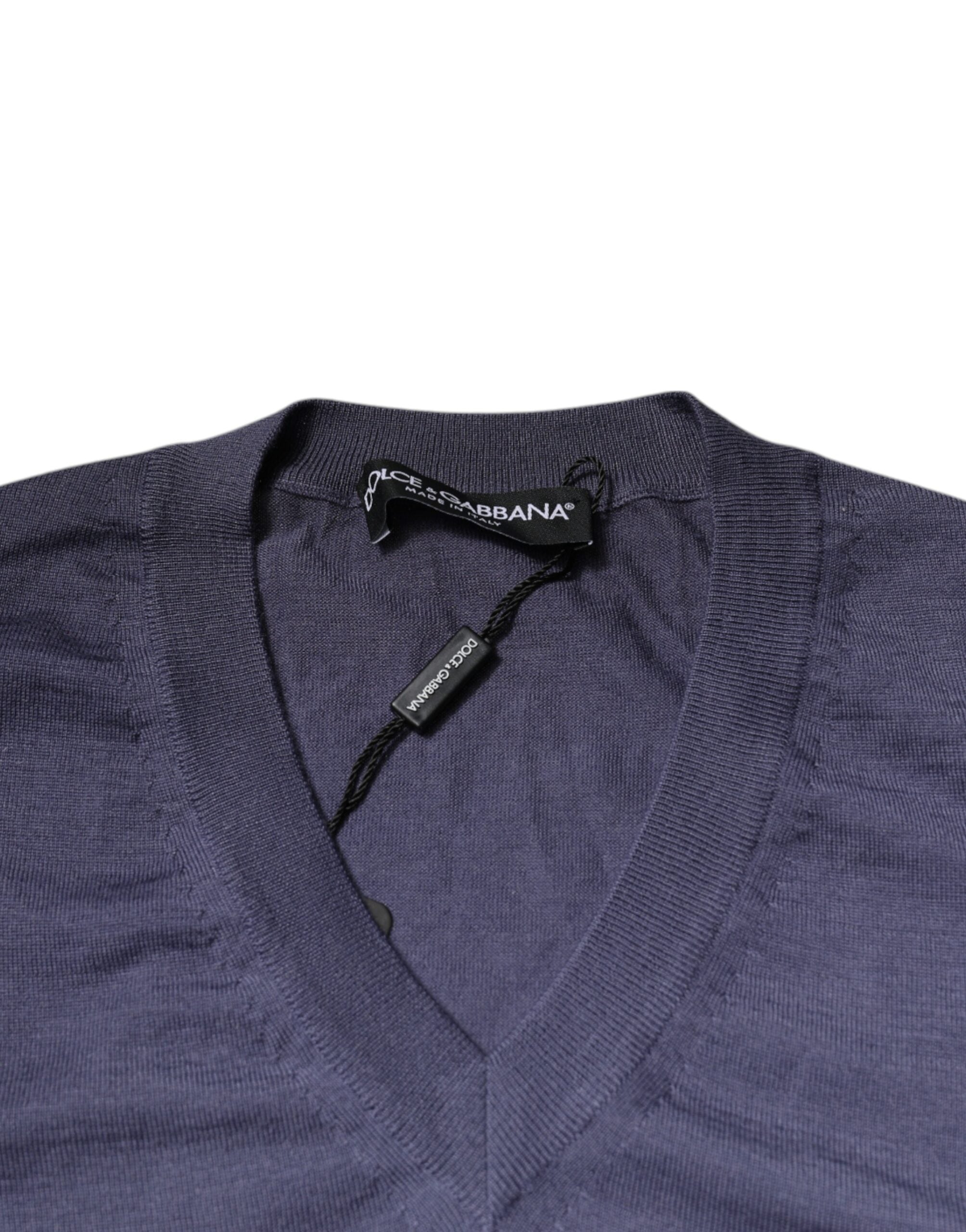 Dolce & Gabbana Grauer Kaschmir Pullover mit V-Ausschnitt für Männer