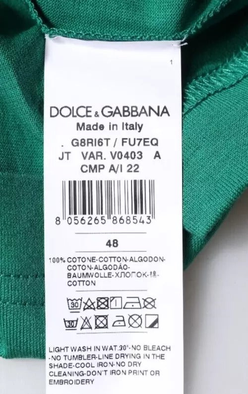 Dolce & Gabbana Grünes Logo Rundhalsausschnitt Kurzarm-T-Shirt
