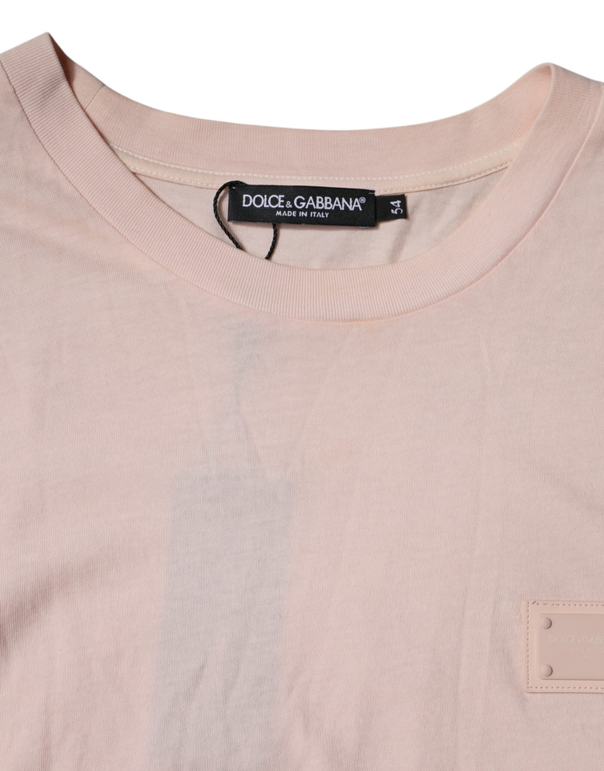 Dolce & Gabbana Beige Logo Rundhalsausschnitt Kurzarm-T-Shirt