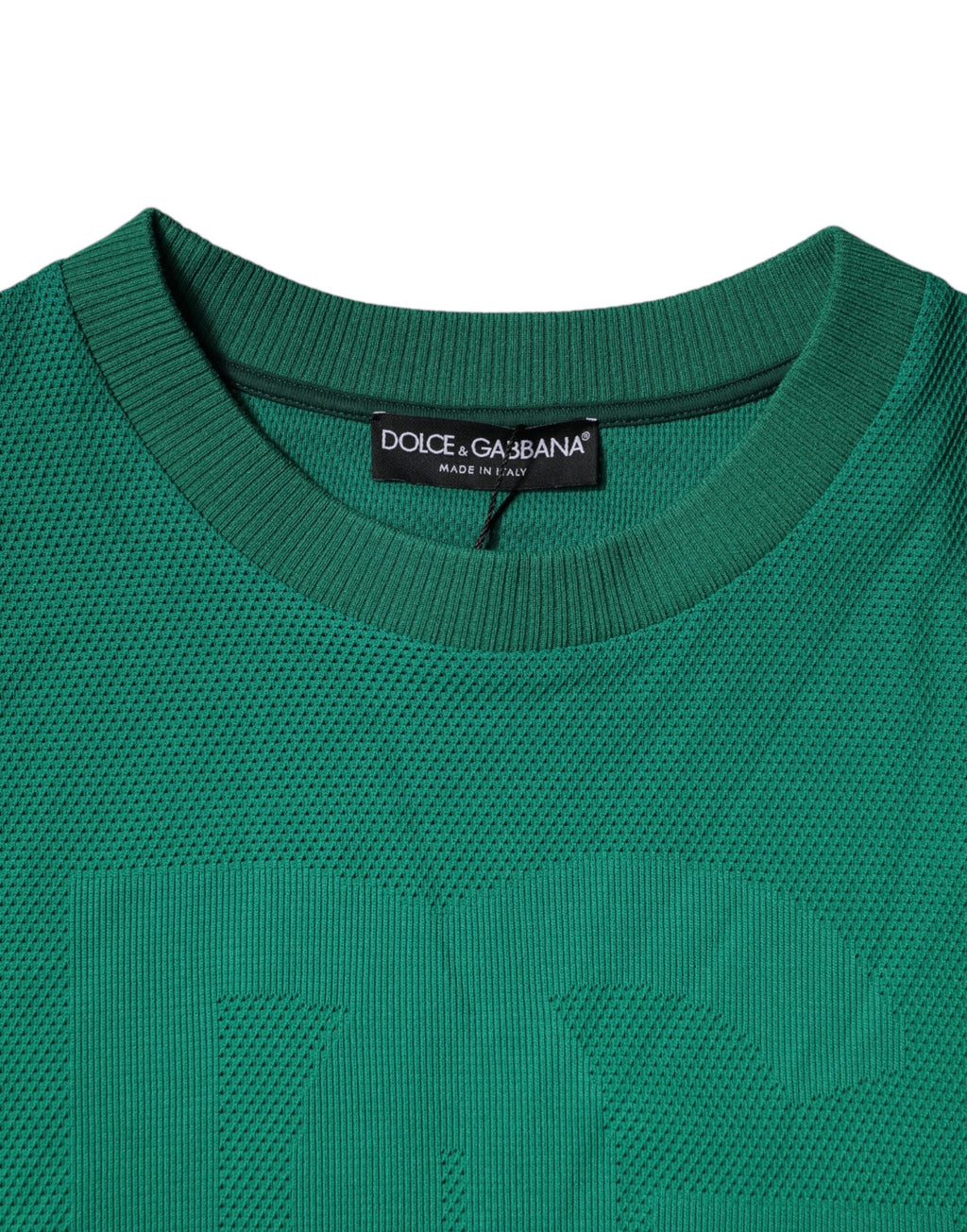 Dolce & Gabbana Grüner Logo-Nylon-Pullover mit Rundhalsausschnitt