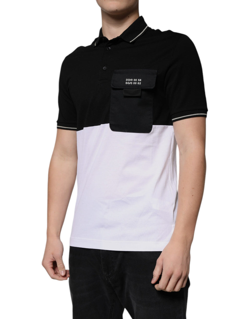 Dolce & Gabbana Schwarz Weiß Baumwolle Kurzarm Poloshirt