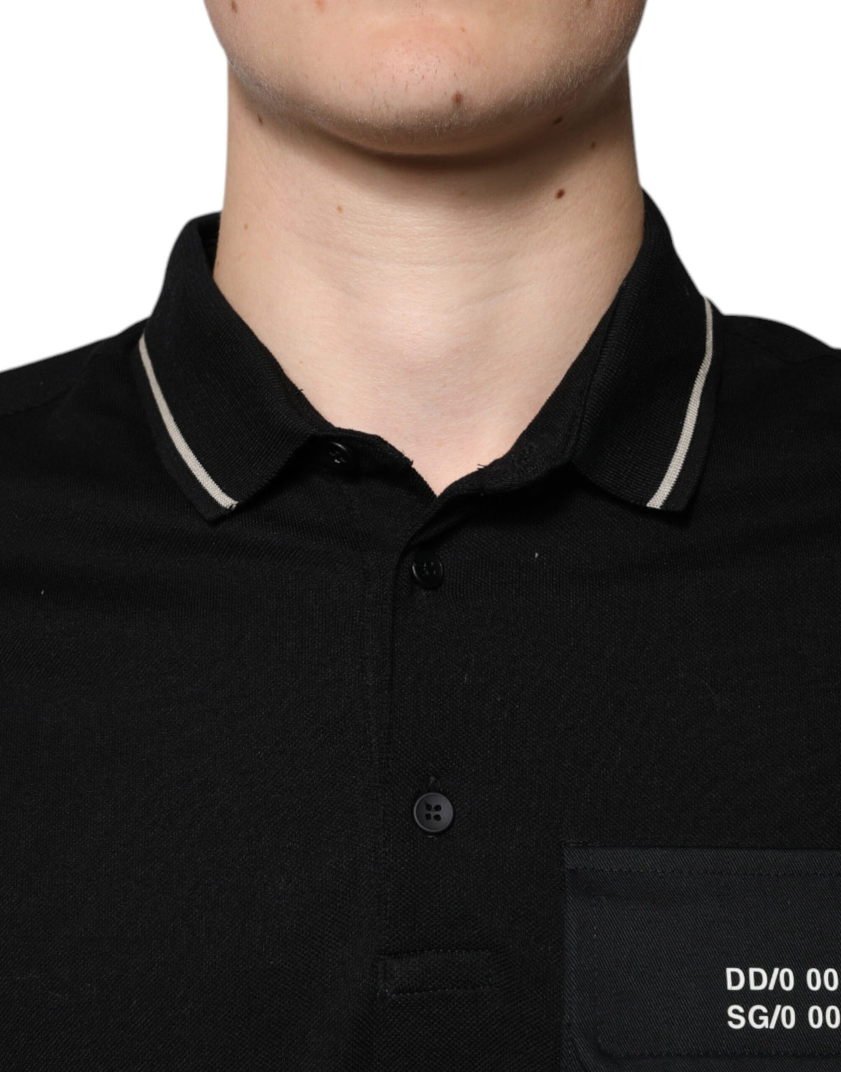 Dolce & Gabbana Schwarz Weiß Baumwolle Kurzarm Poloshirt