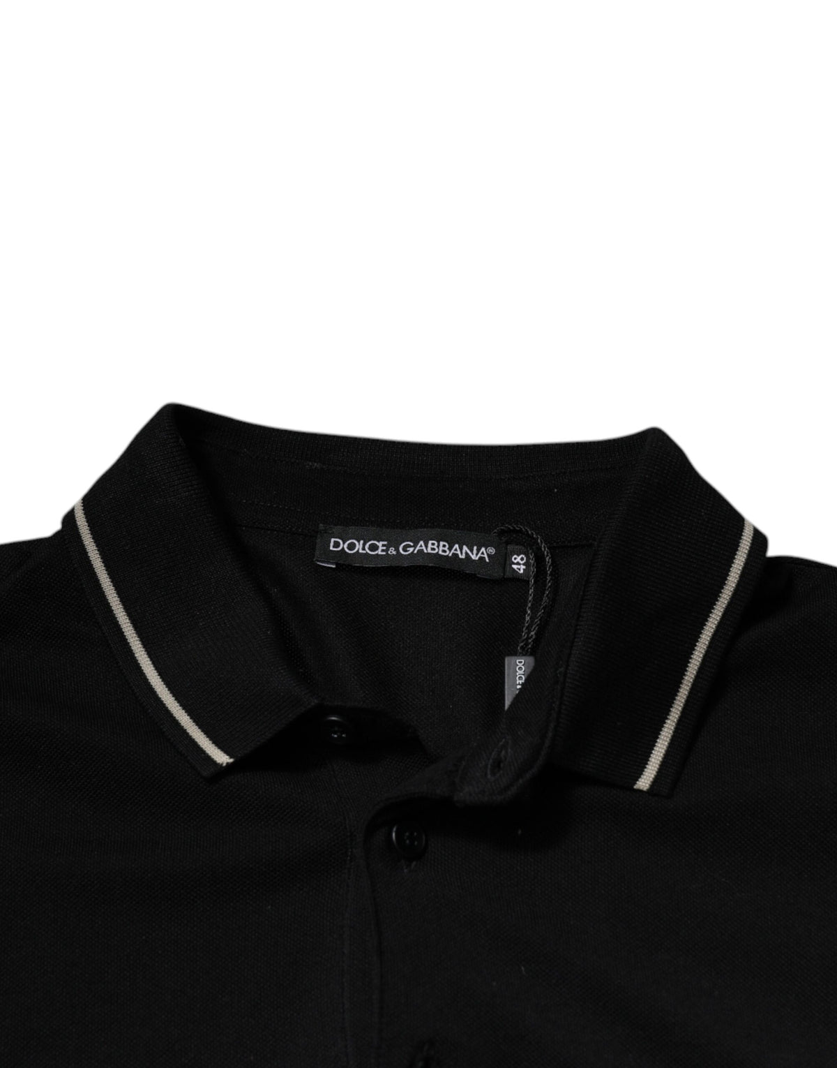 Dolce & Gabbana Schwarz Weiß Baumwolle Kurzarm Poloshirt