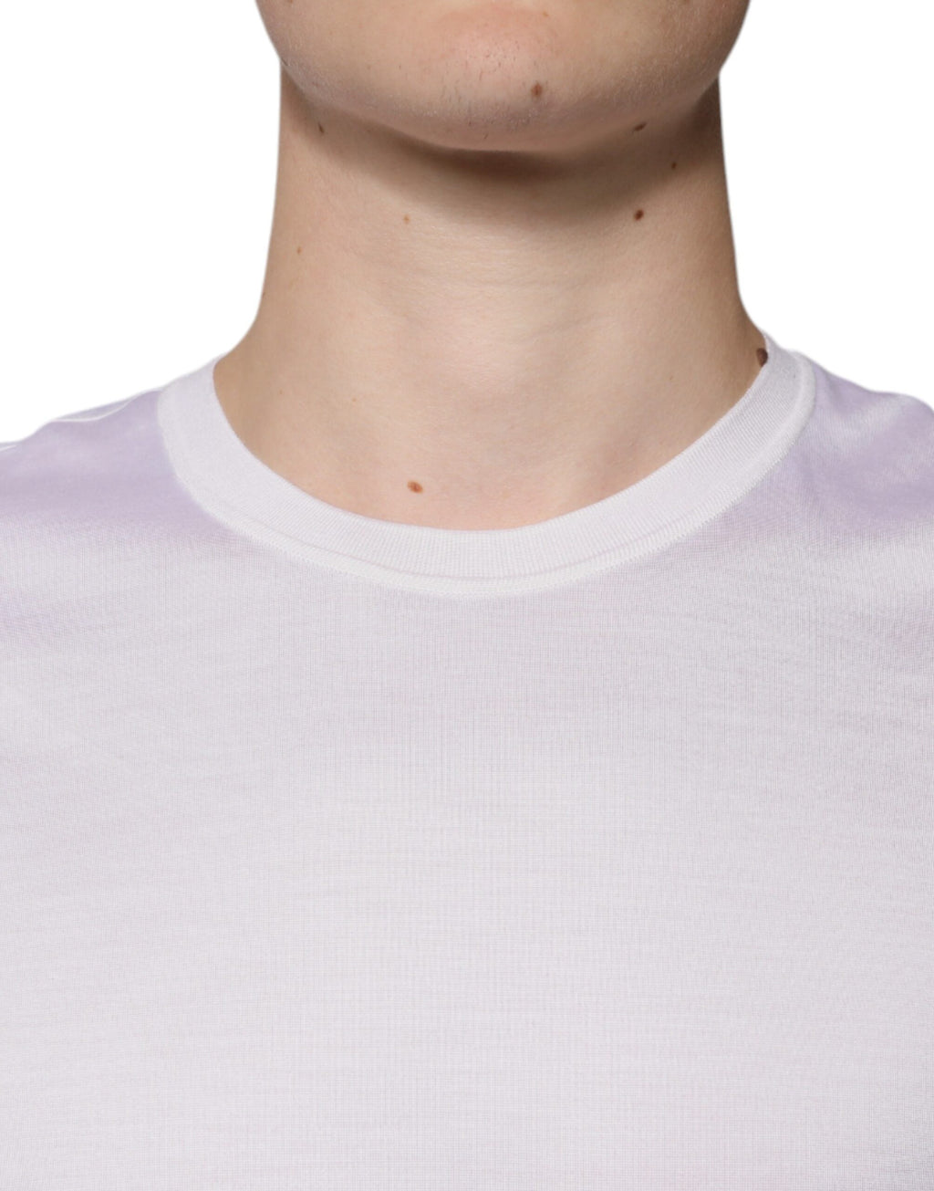 Dolce & Gabbana Weißer Seiden-Rundhals-Pullover für Männer