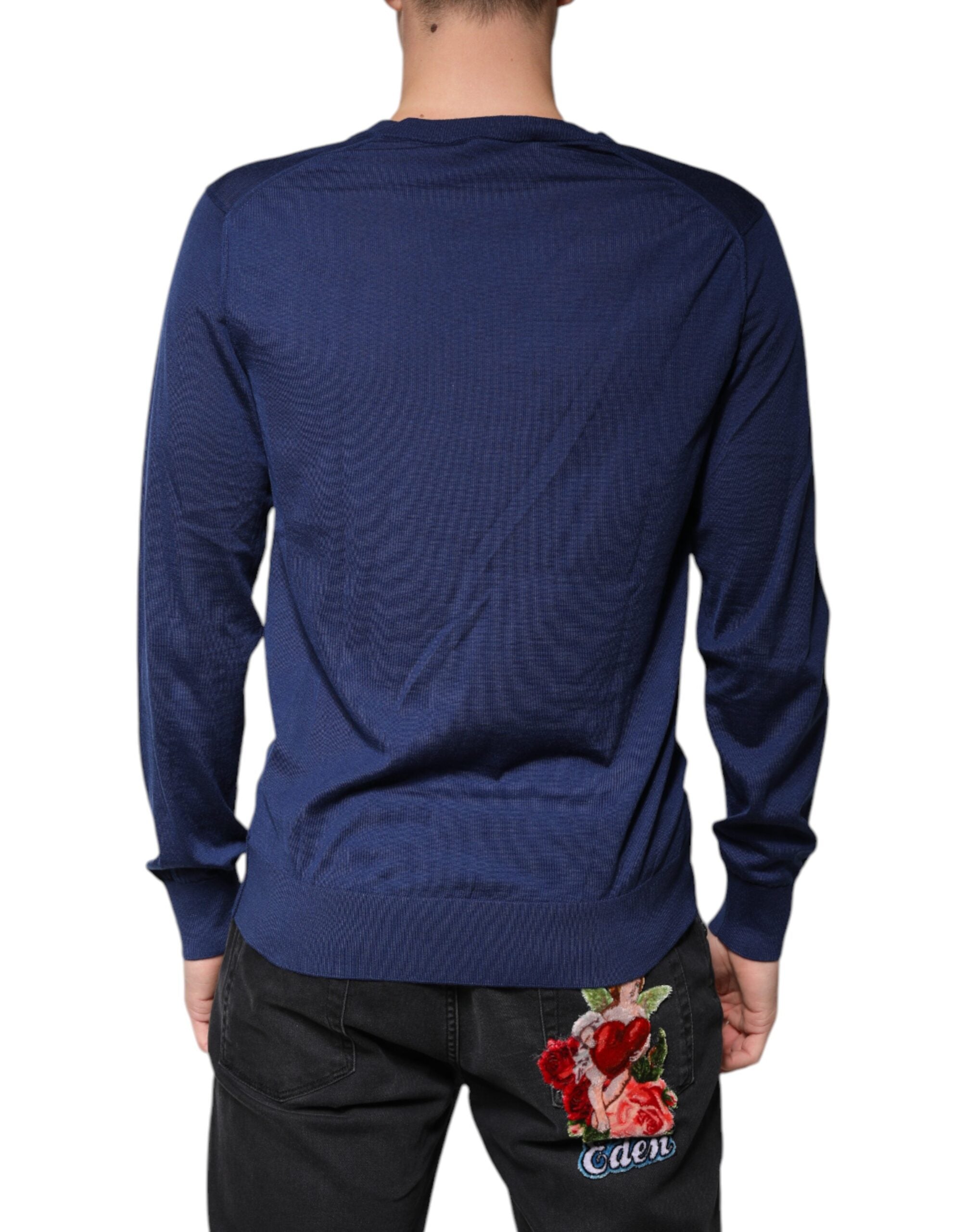 Dolce & Gabbana Marineblauer Kaschmirpullover mit V-Ausschnitt