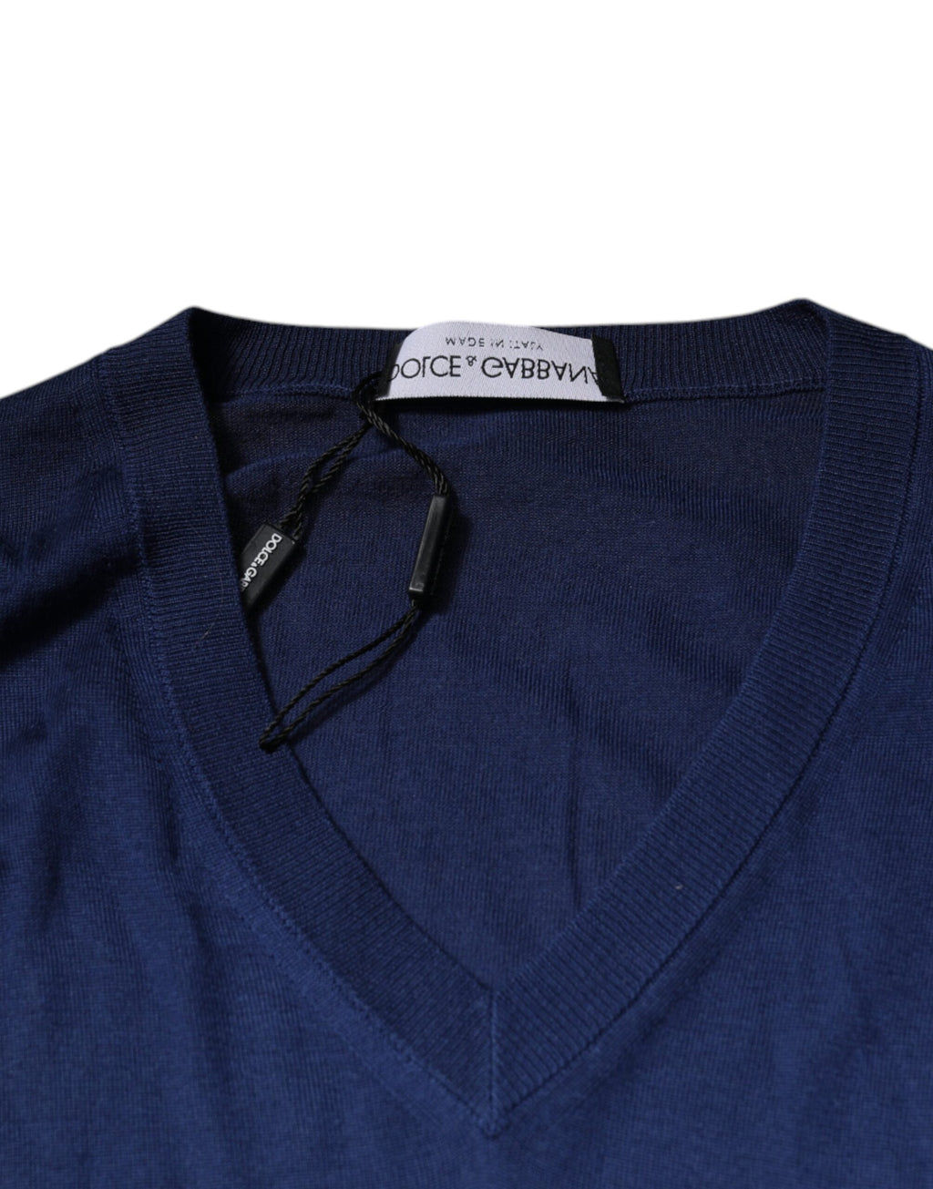 Dolce & Gabbana Marineblauer Kaschmirpullover mit V-Ausschnitt