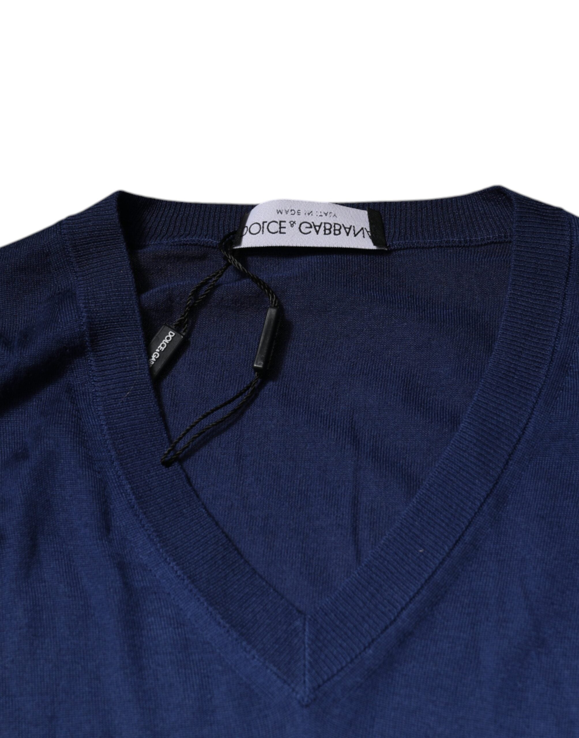 Dolce & Gabbana Marineblauer Kaschmirpullover mit V-Ausschnitt