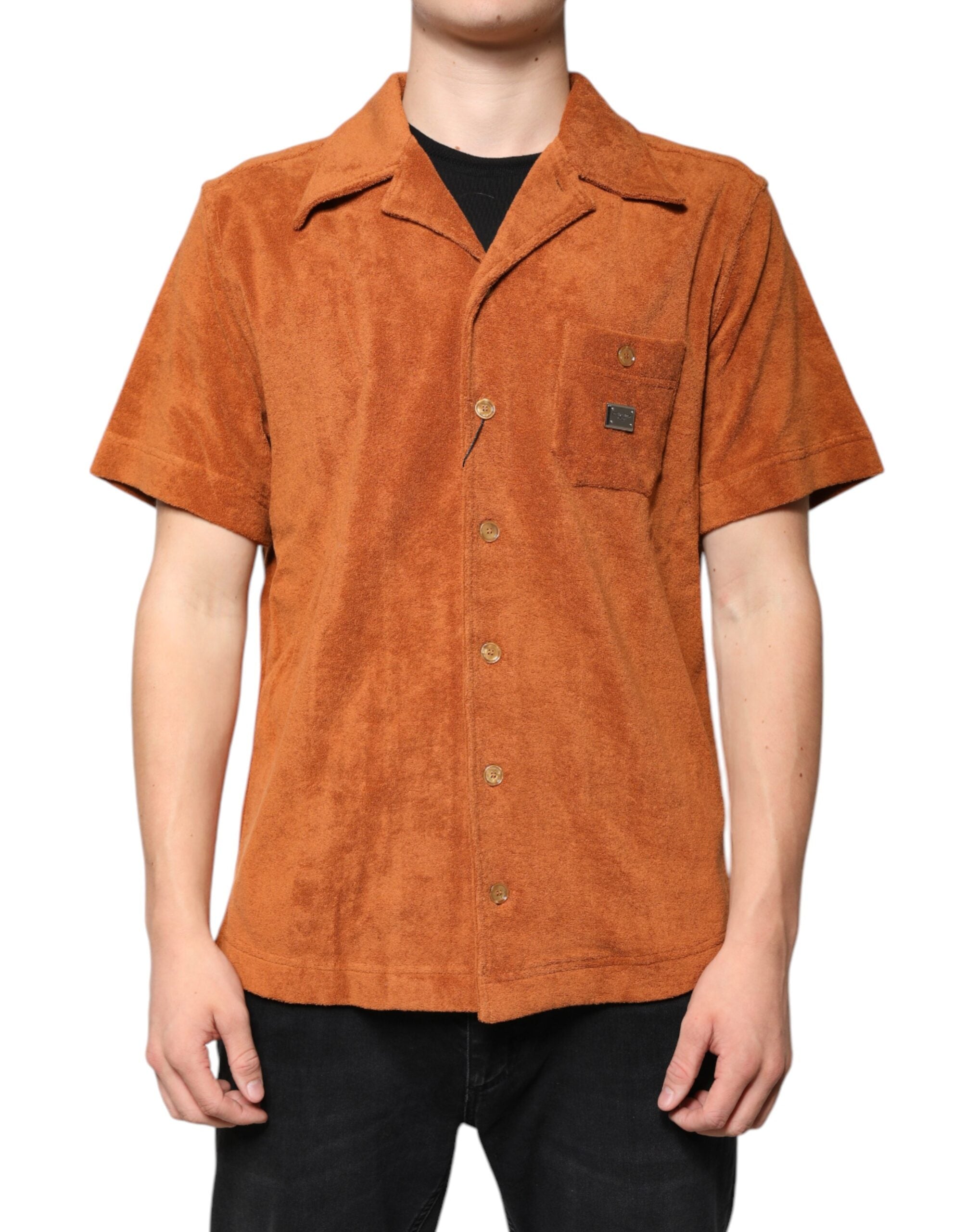 Dolce & Gabbana Hazel Cotton Velvet Button Down Hemd mit Kragen