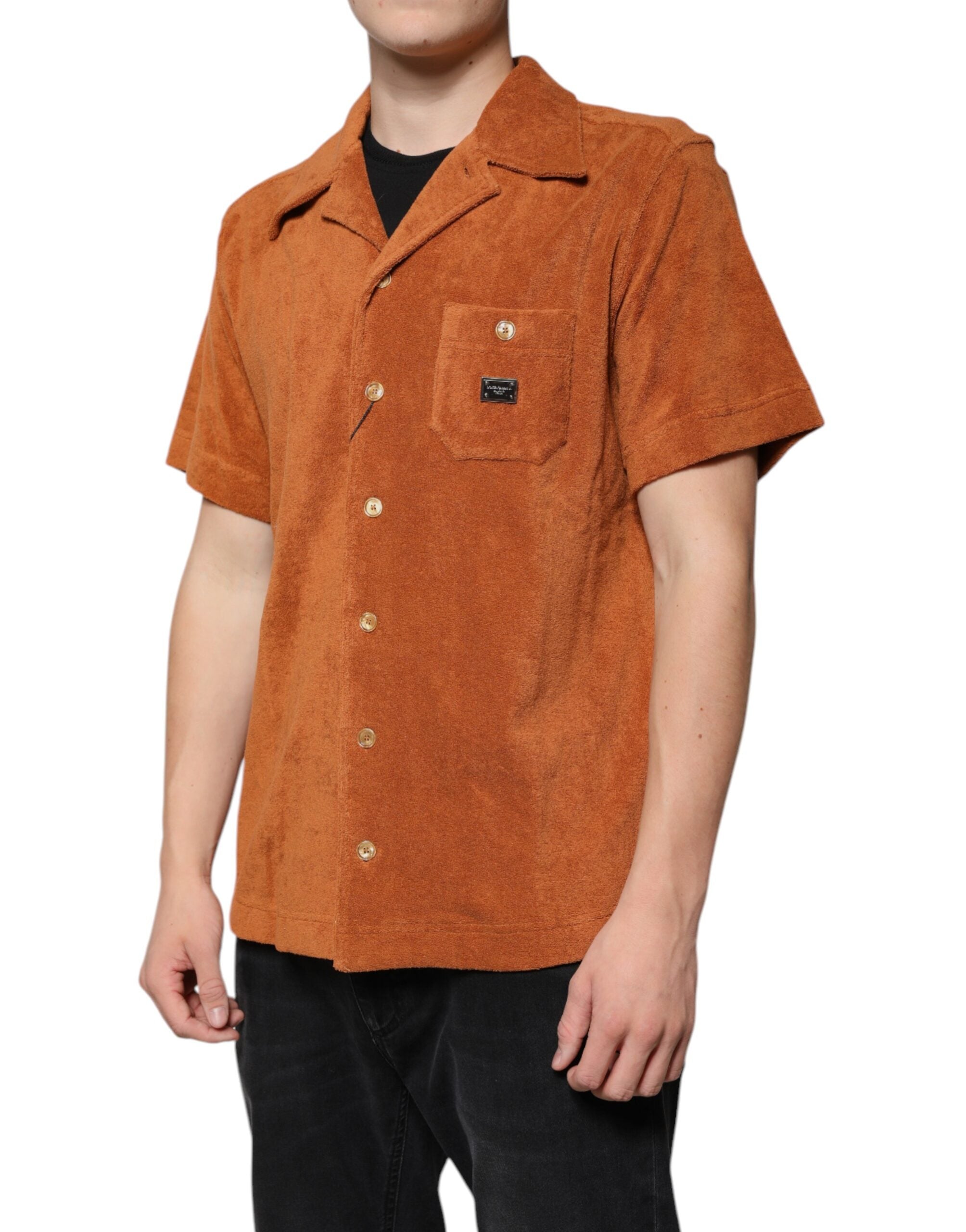 Dolce & Gabbana Hazel Cotton Velvet Button Down Hemd mit Kragen