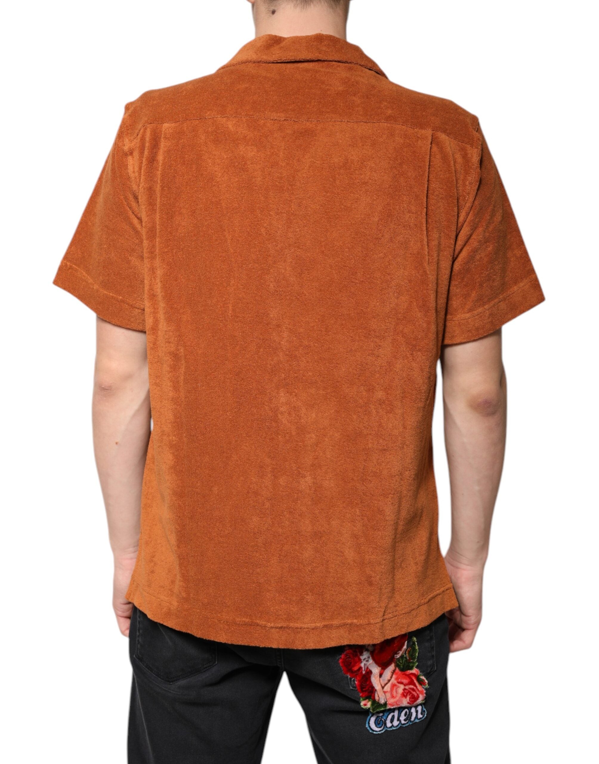 Dolce & Gabbana Hazel Cotton Velvet Button Down Hemd mit Kragen