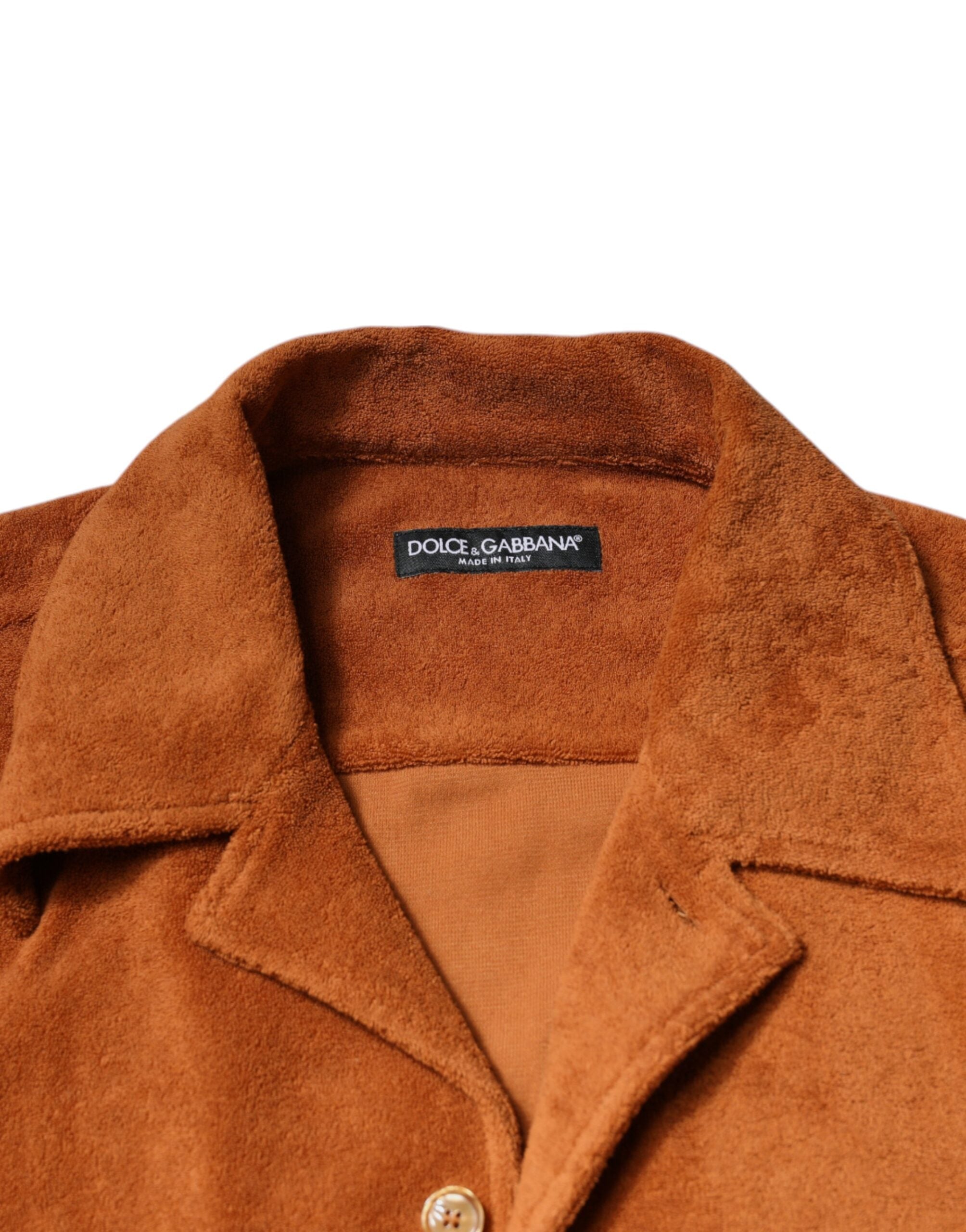 Dolce & Gabbana Hazel Cotton Velvet Button Down Hemd mit Kragen