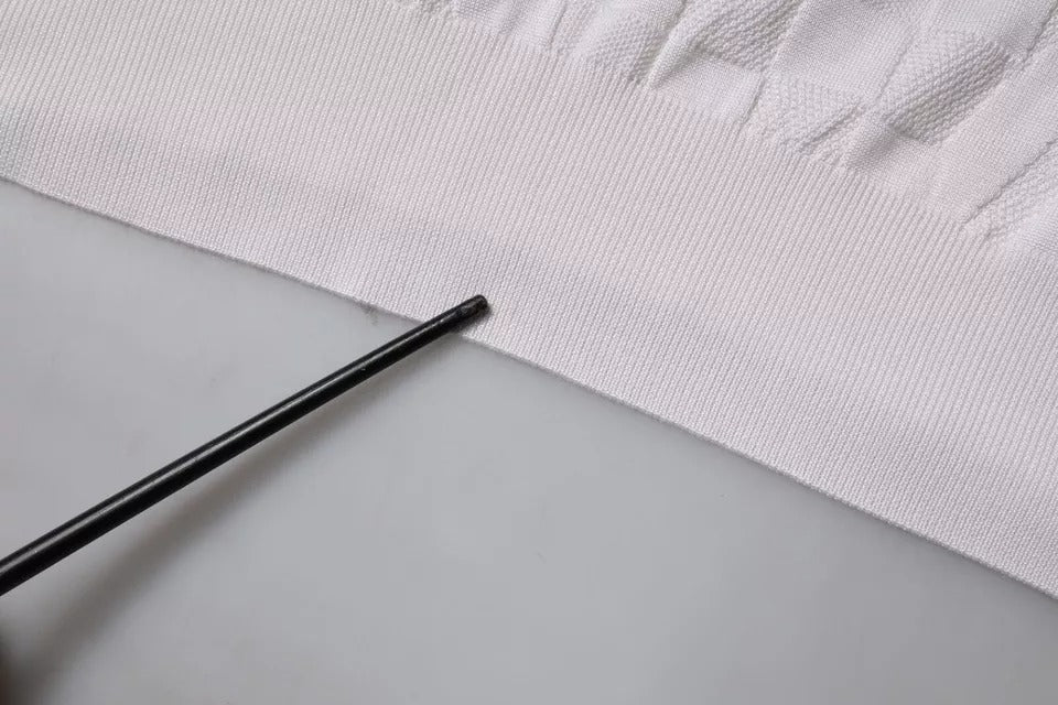 Dolce & Gabbana Weißer Seiden-Rundhals-Pullover für Männer