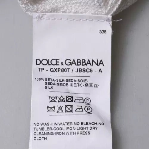 Dolce & Gabbana Weißer Seiden-Rundhals-Pullover für Männer