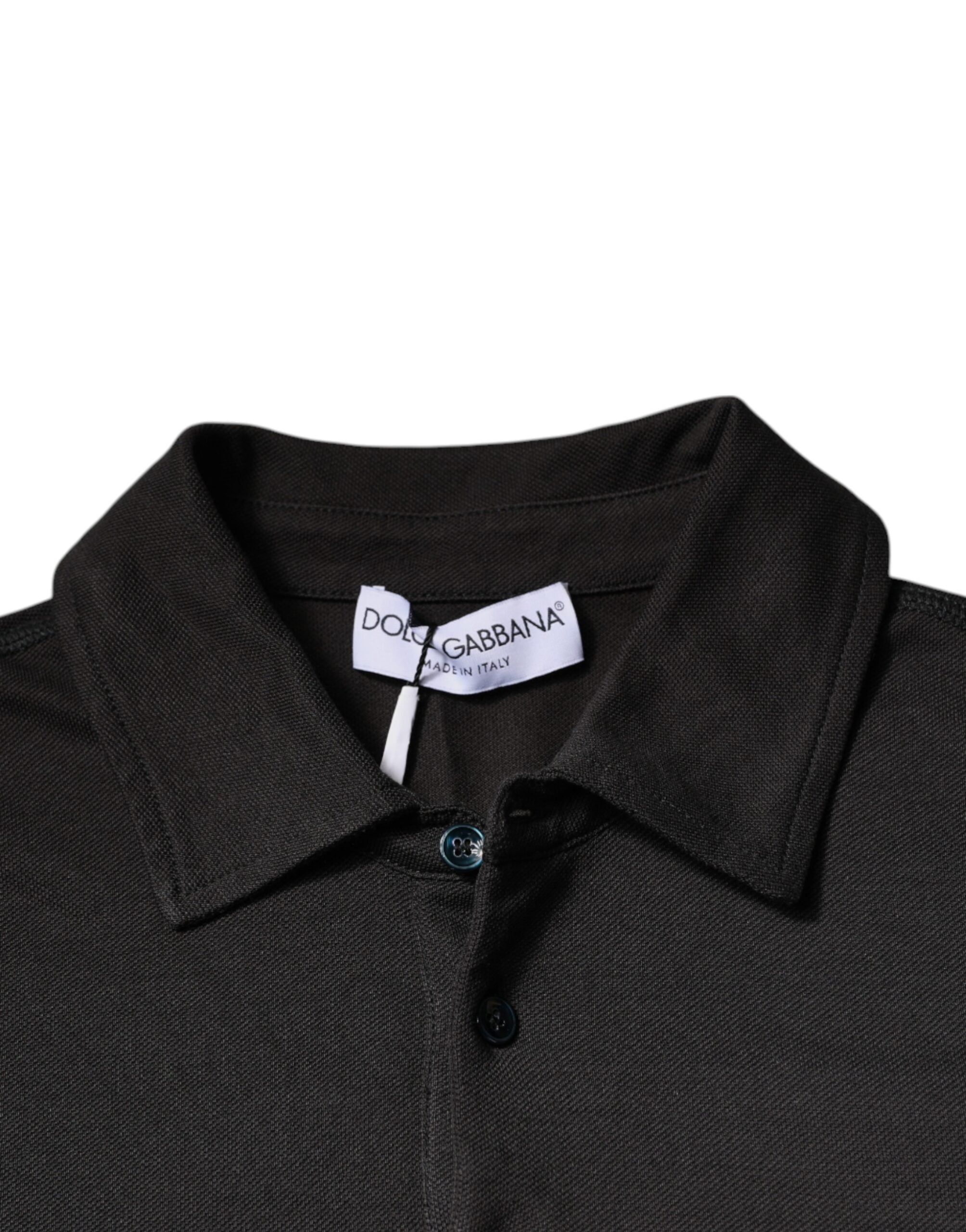 Dolce & Gabbana Dunkelgraues Polo-T-Shirt mit kurzen Ärmeln und Kragen