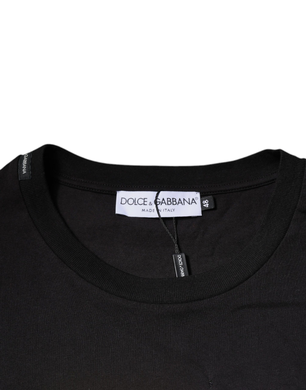 Dolce & Gabbana Schwarzes T-Shirt mit Rundhalsausschnitt und Logodruck aus Baumwolle