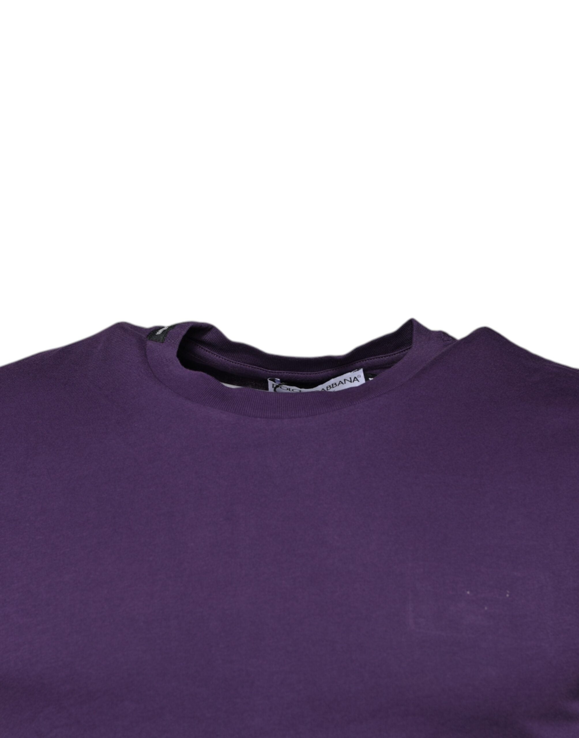 Dolce & Gabbana Violettes Baumwoll-T-Shirt mit Rundhalsausschnitt und kurzen Ärmeln