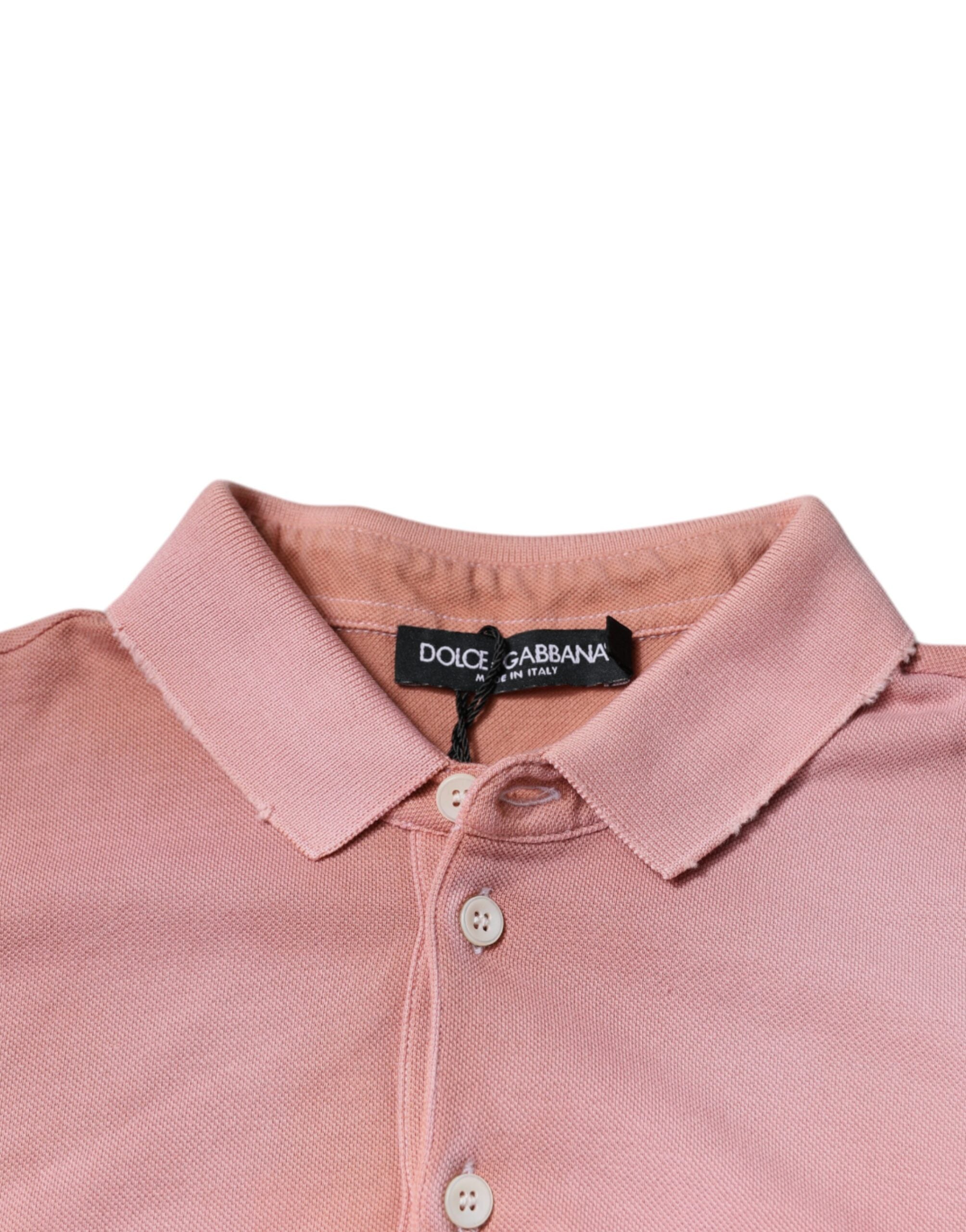 Dolce & Gabbana Kurzarm-Polo-T-Shirt mit Kragen und rosa Krone